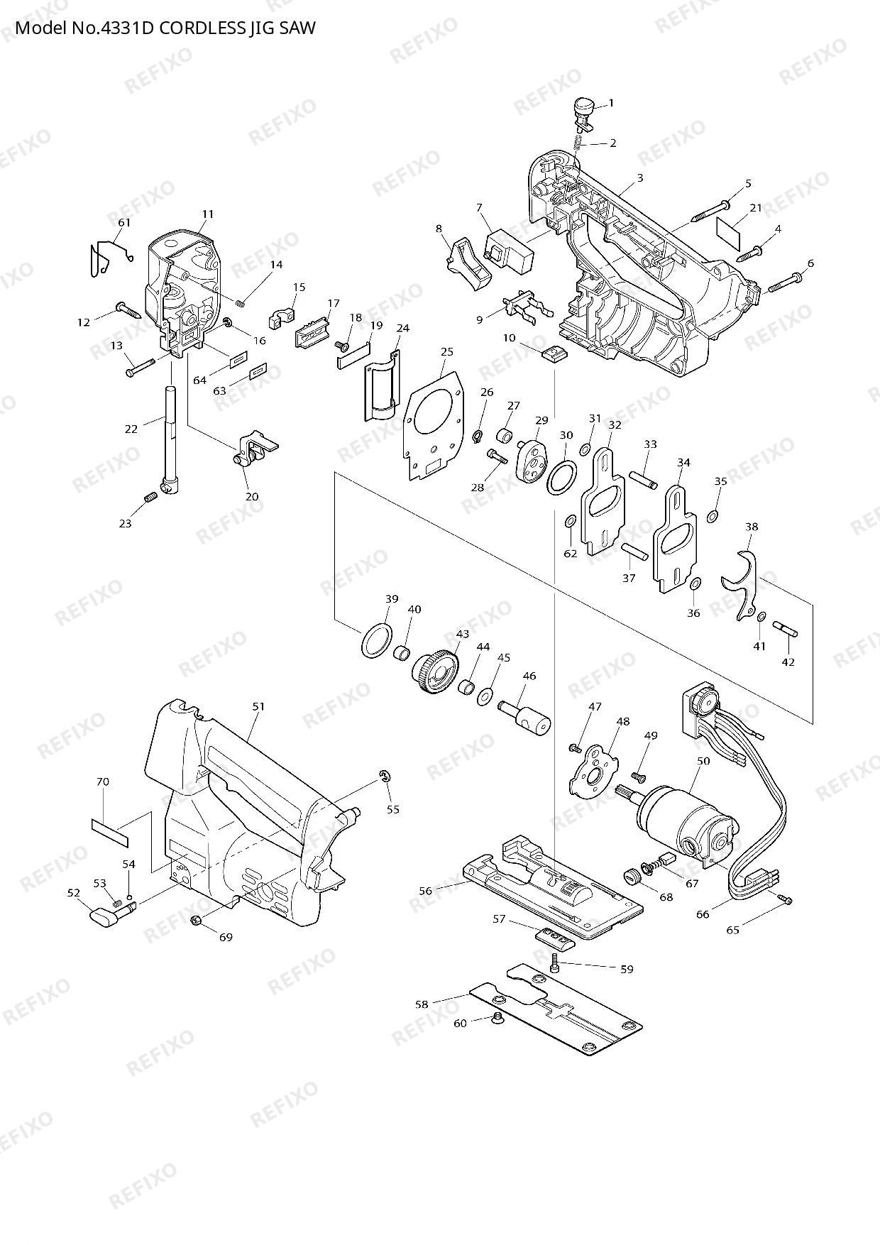 Деталировка MAKITA 4331D — схема запчастей в разборе