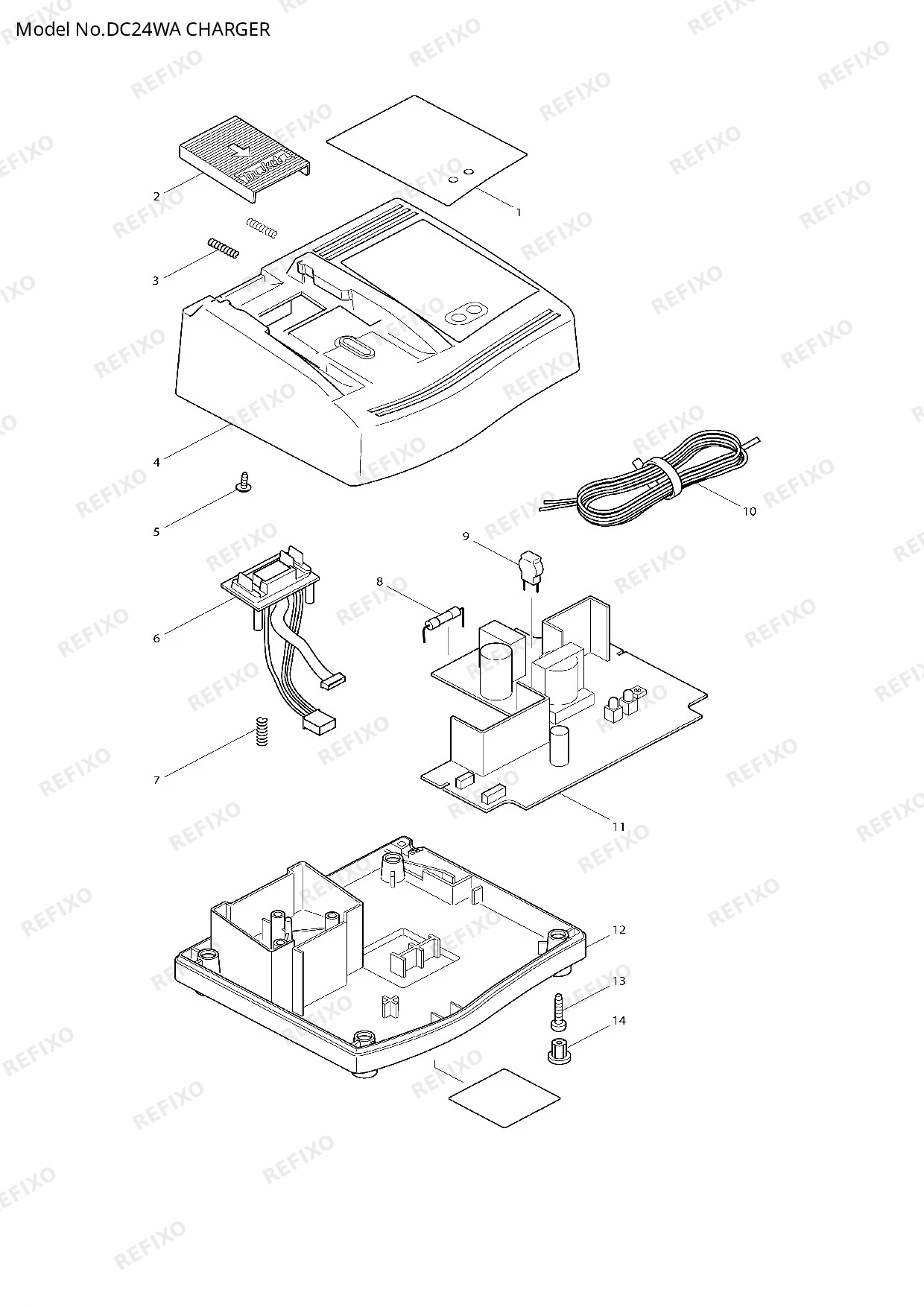 Деталировка MAKITA DC24WA — схема запчастей в разборе