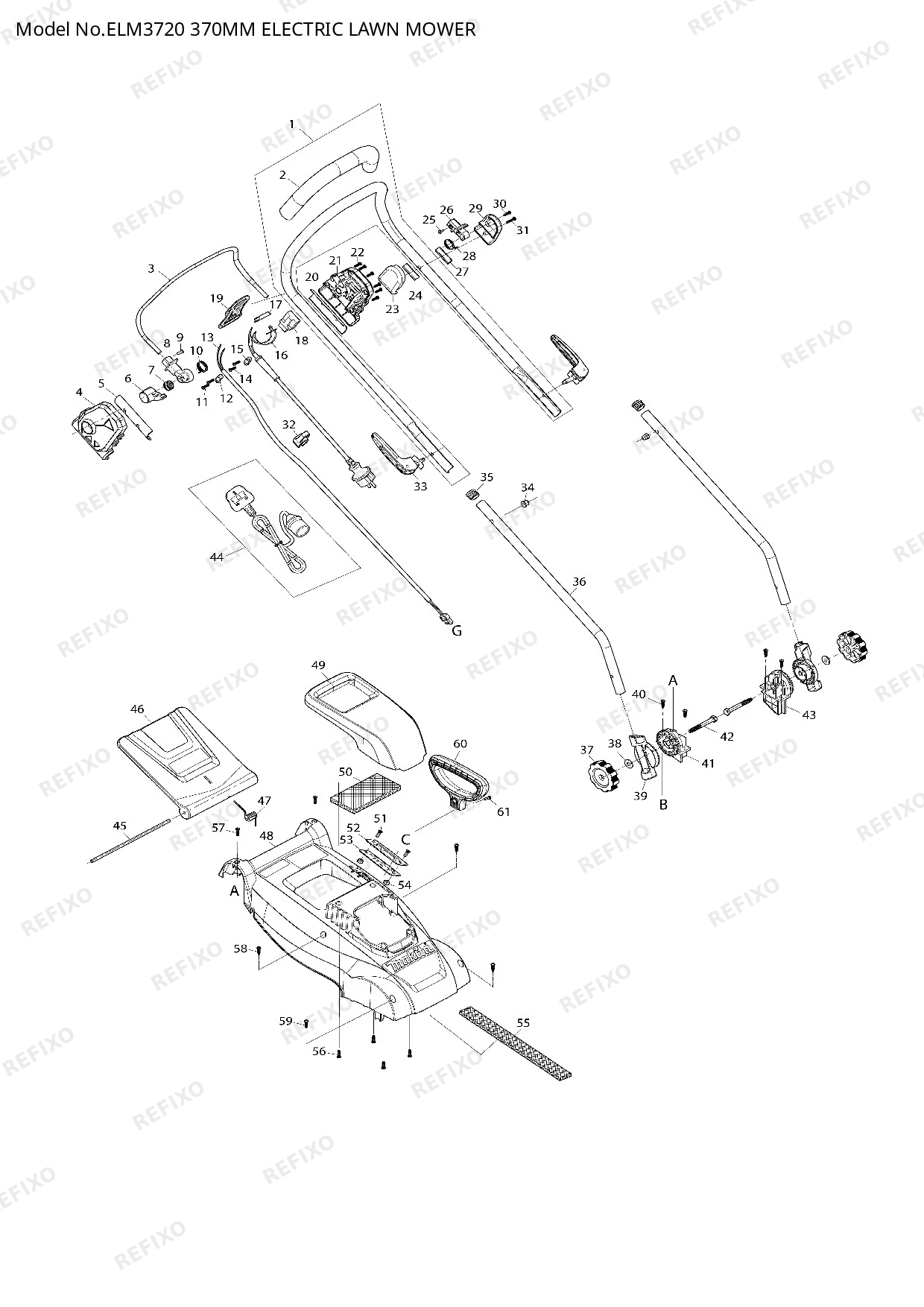 Деталировка MAKITA ELM3720 — схема запчастей в разборе