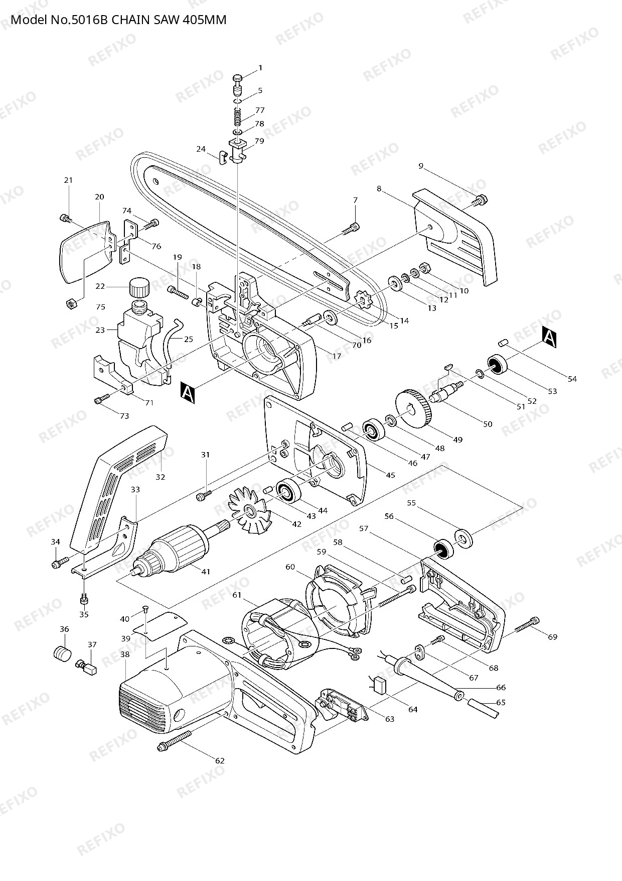 Деталировка MAKITA 5016B — схема запчастей в разборе