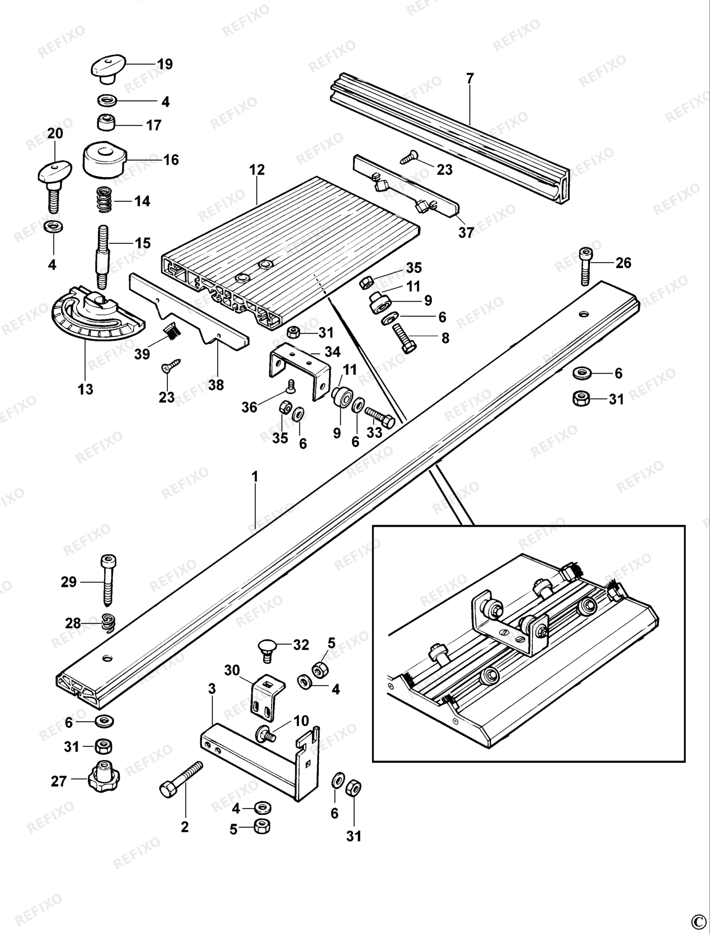Деталировка DeWalt D274003-XJ TYPE 1 TISCH D274003-XJ D274003 — схема запчастей в разборе