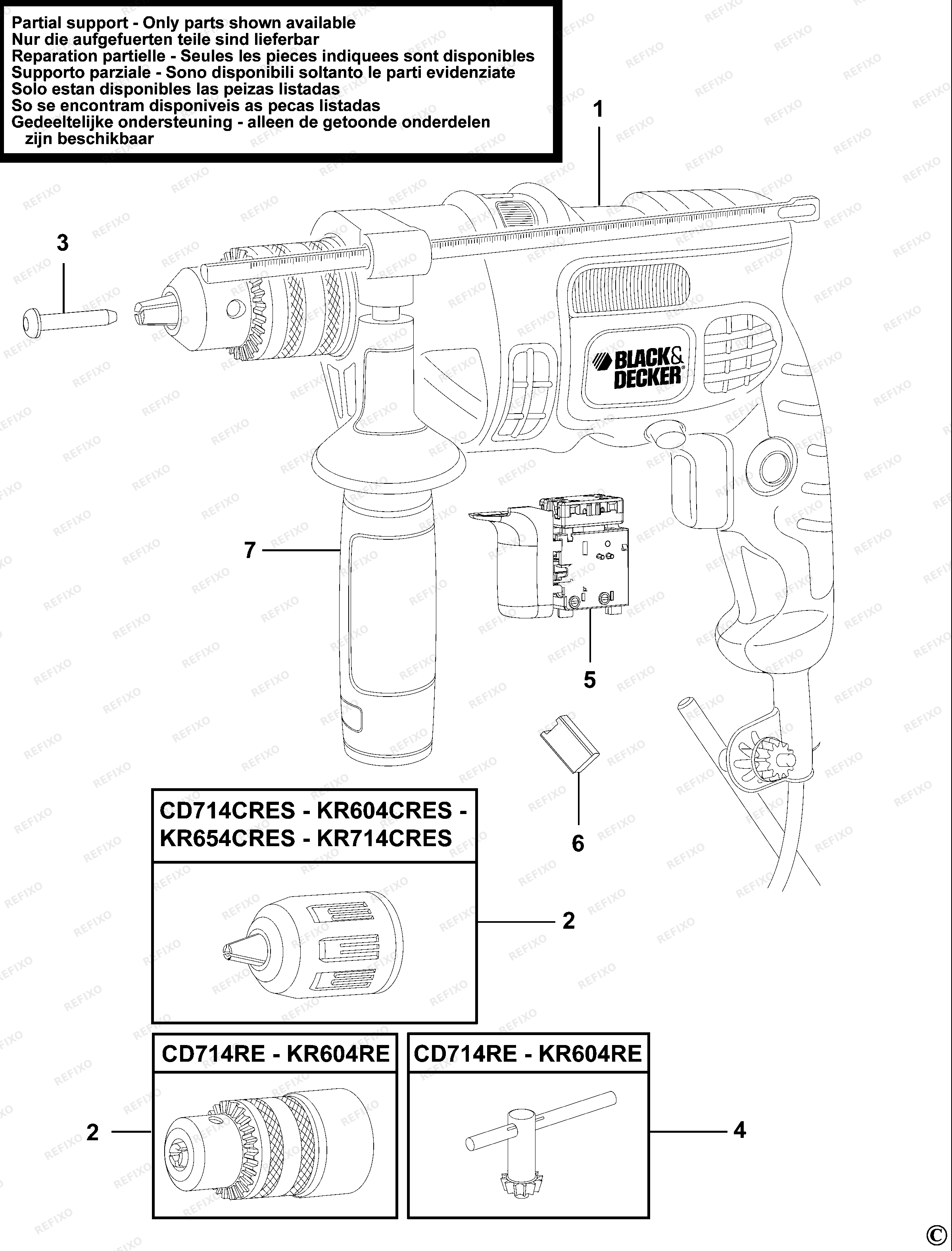 Black&Decker ПЕРФОРАТОР BDB710 — схема запчастей