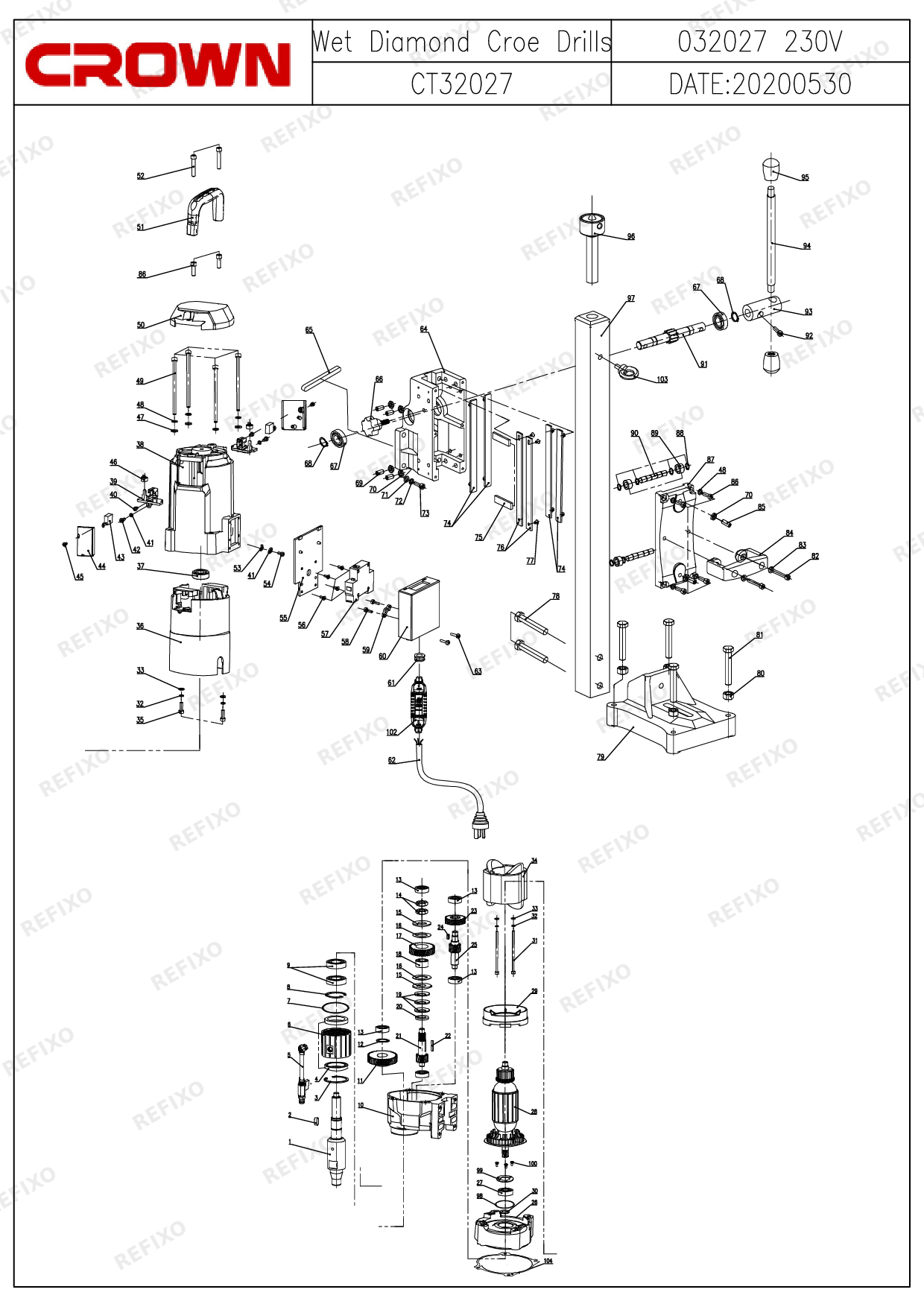 Деталировка CROWN CT32027 — схема запчастей в разборе