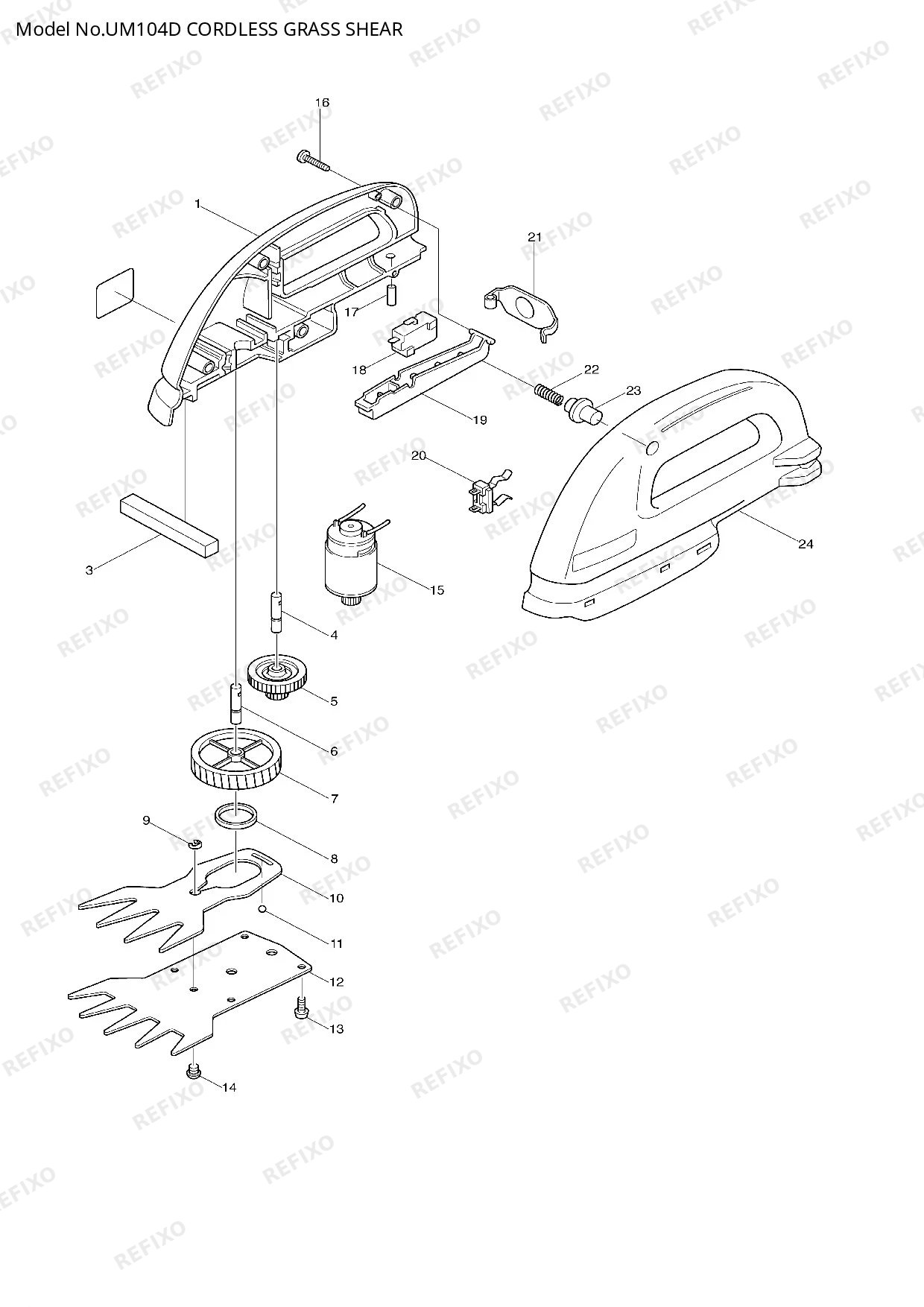 Деталировка MAKITA UM104D — схема запчастей в разборе