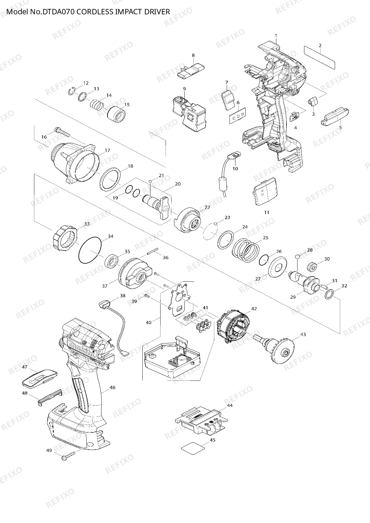 Деталировка MAKITA DTDA070 — схема запчастей в разборе