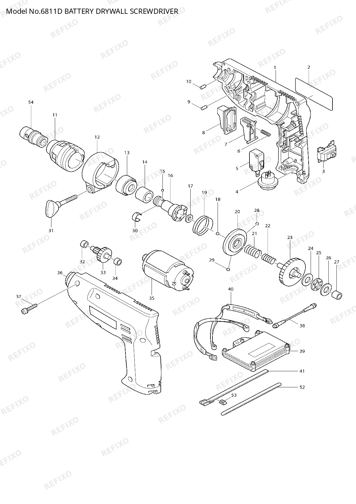 Деталировка MAKITA 6811D — схема запчастей в разборе
