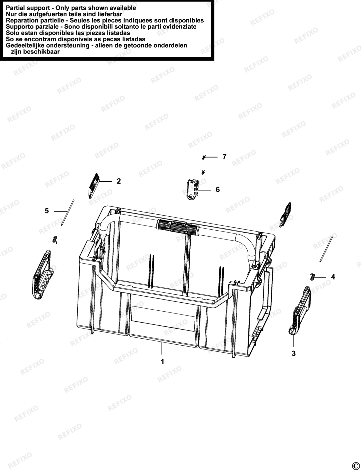 Деталировка DeWalt DWST1-75654-XJ TYPE 1 WERKZEUGBOX DWST1-75654-XJ DWST1-75654 — схема запчастей в разборе