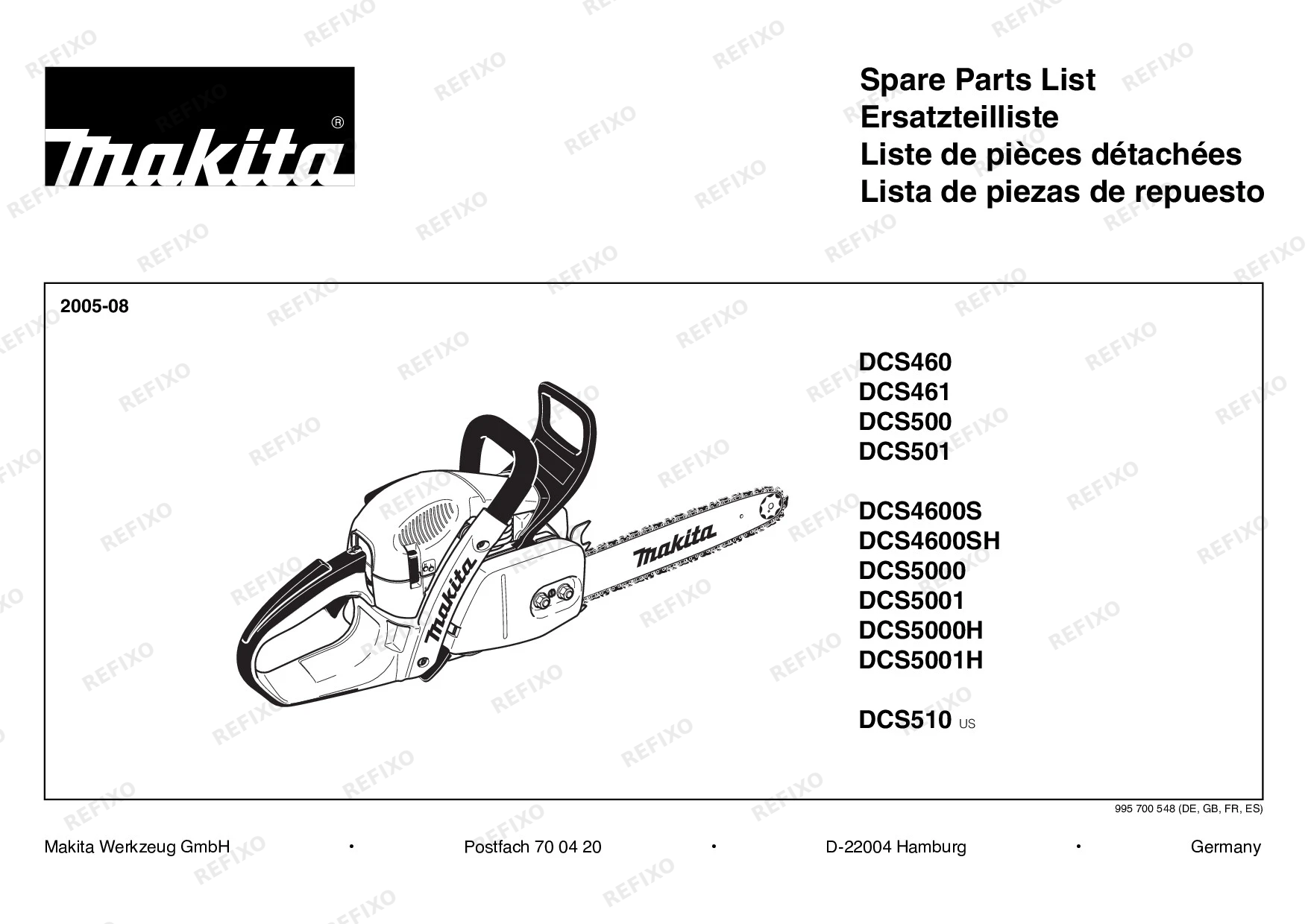 Деталировка MAKITA DCS4600S — схема запчастей в разборе