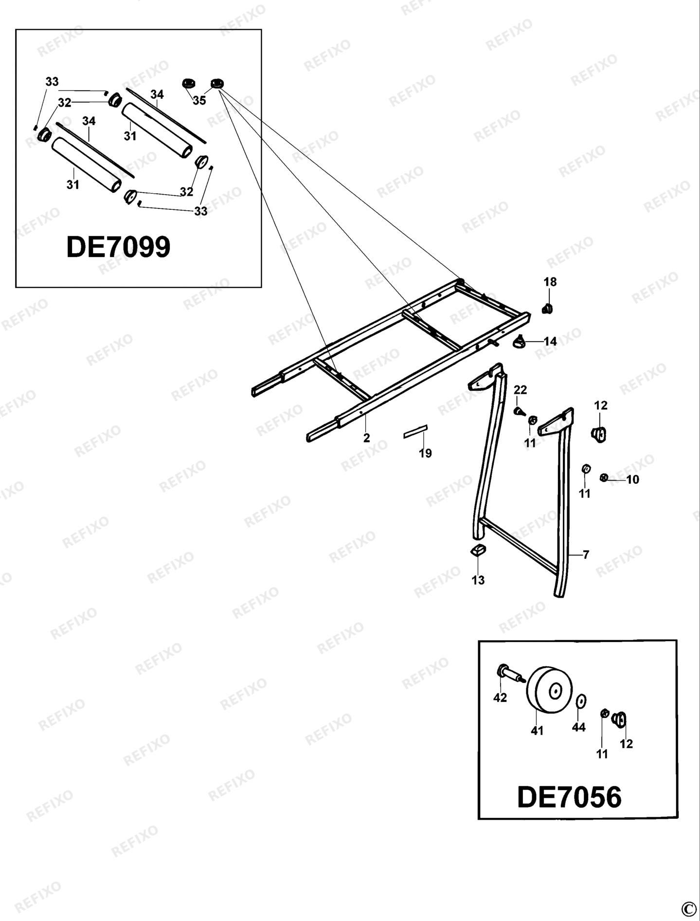 Деталировка DeWalt DE7099-XJ TYPE 4 WALZENHALTERUNG DE7099-XJ DE7099 — схема запчастей в разборе