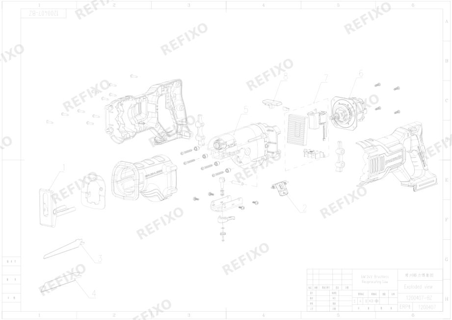 Деталировка Greenworks 1200407-Exploded view — схема запчастей в разборе