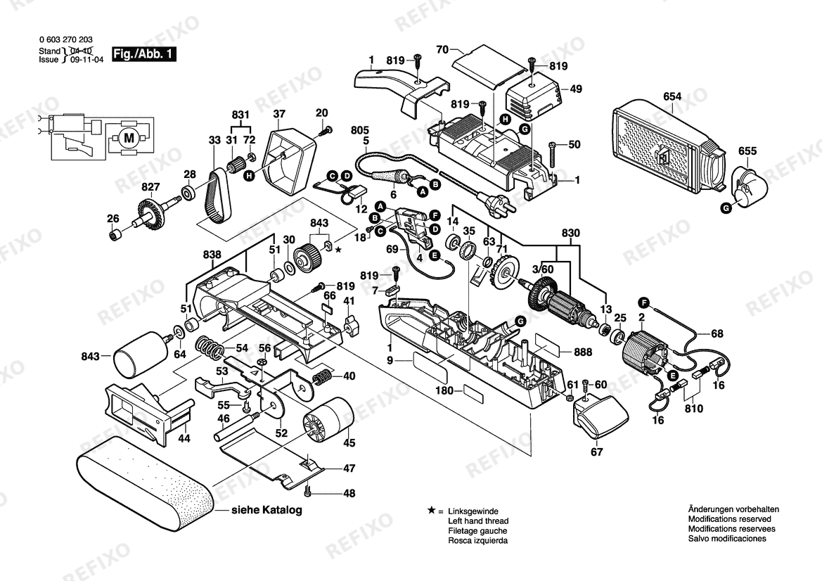 Деталировка Bosch Ленточная шлифмашина PBS 75 A | 240 V | 027 - AU (0 603 270 237) — схема запчастей в разборе