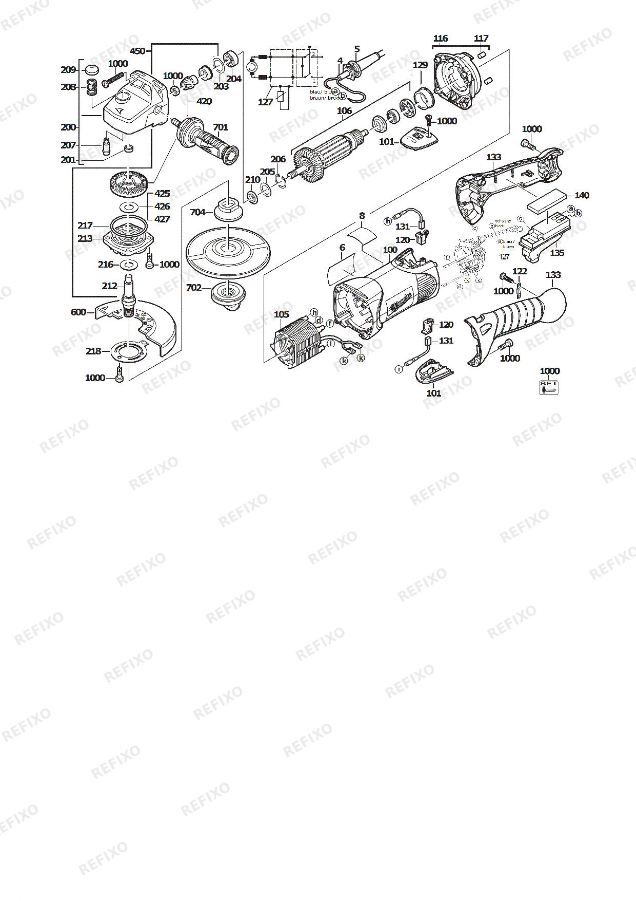 Деталировка MILWAUKEE AGV17 125XC DMS 4933455140 4000463760 — схема запчастей в разборе
