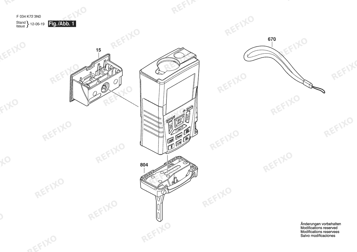 Деталировка Bosch Entfernungsmesser RF 25 (F 034 K72 310) — схема запчастей в разборе