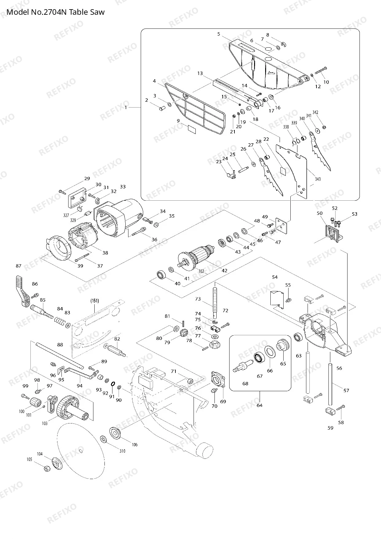 Деталировка MAKITA 2704N — схема запчастей в разборе