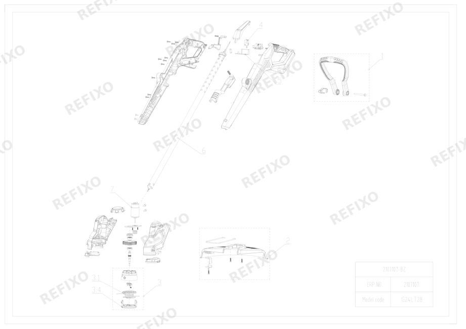 Деталировка Greenworks 2107107 Exploded view RU — схема запчастей в разборе