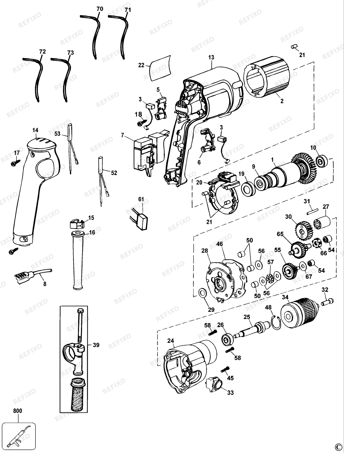 Деталировка DeWalt DW246-QS TYPE 3 BOHRER DW246-QS DW246 — схема запчастей в разборе