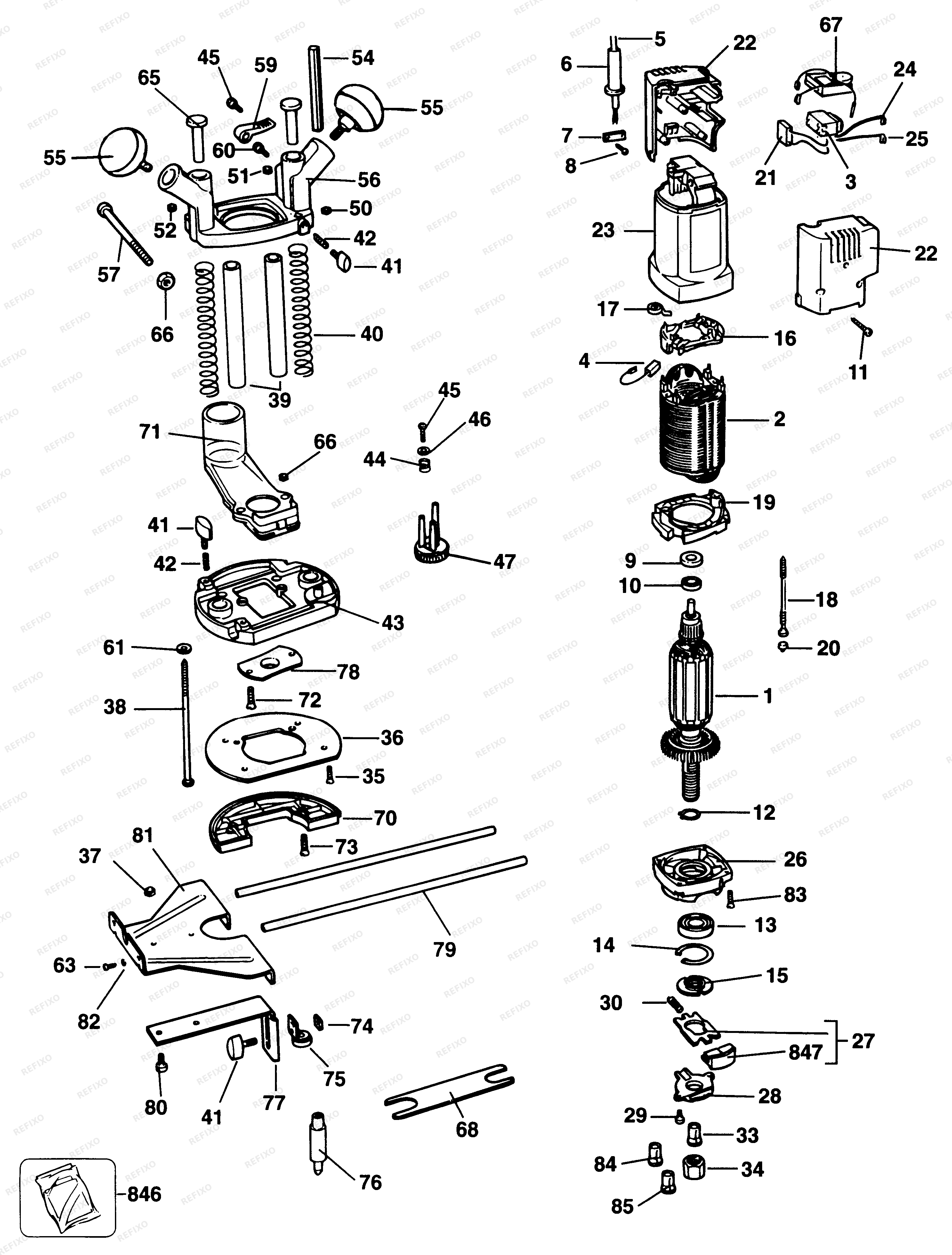 Black&Decker ФРЕЗЕР BD780E — схема запчастей