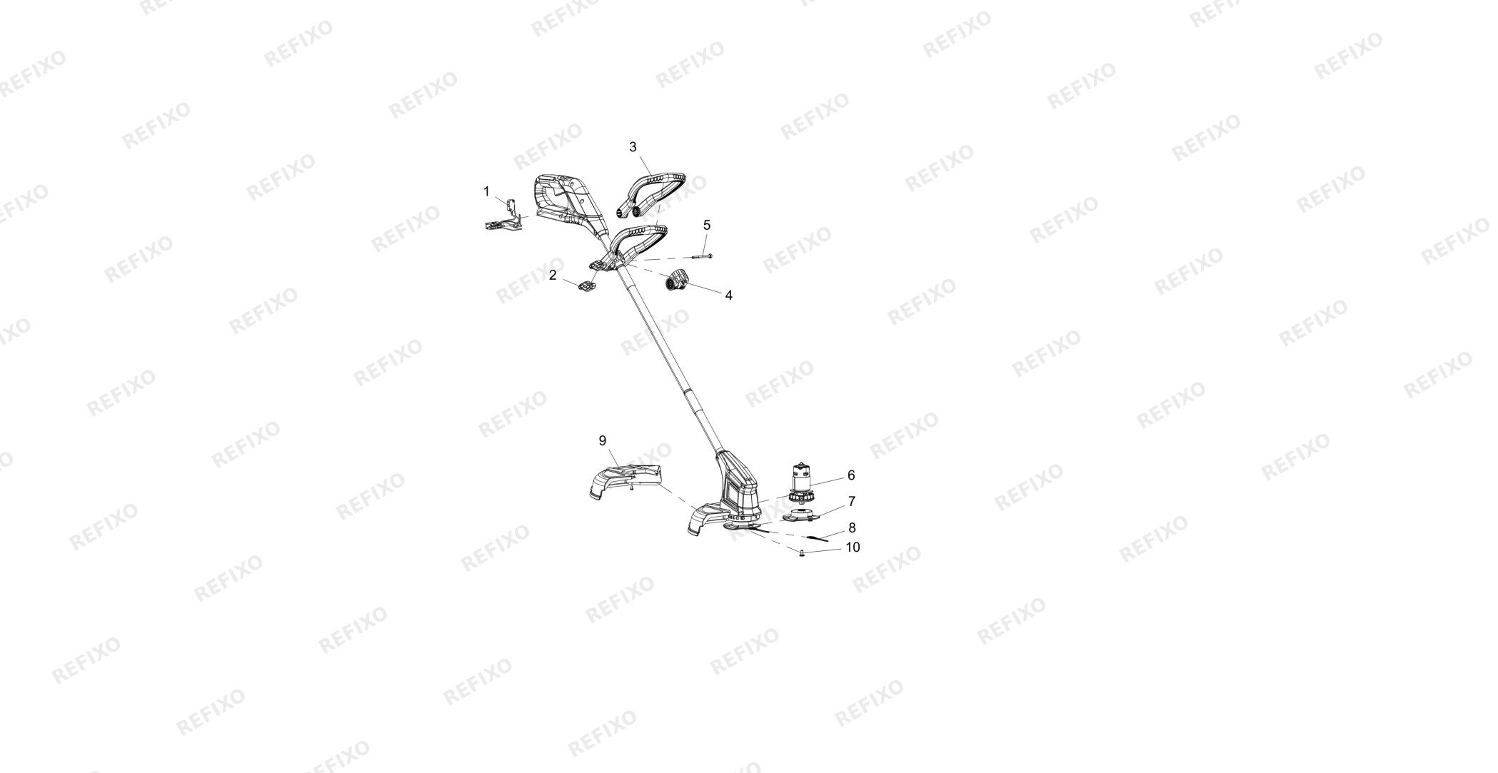 Деталировка Greenworks 2113307 exploded view — схема запчастей в разборе