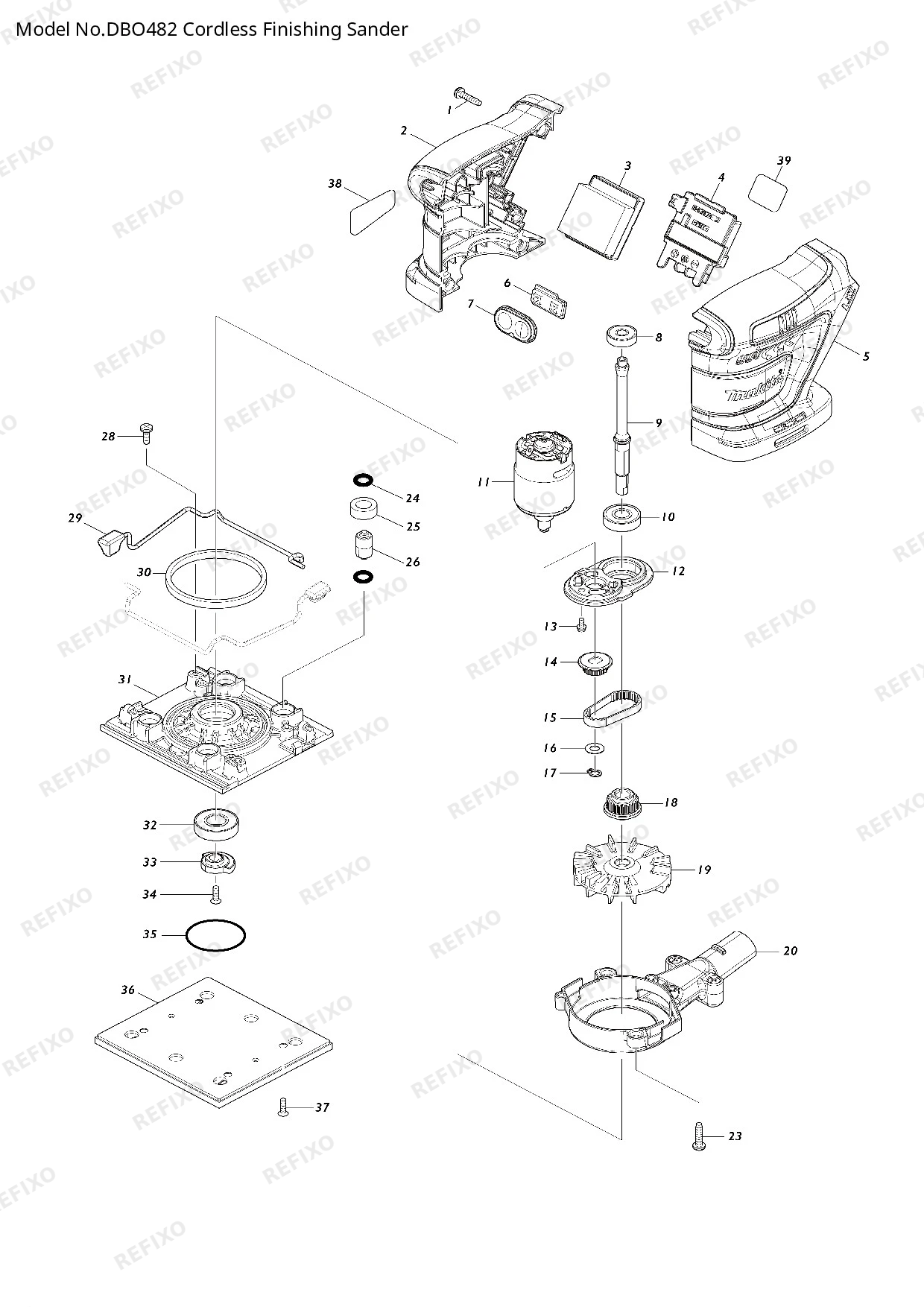 Деталировка MAKITA DBO482 — схема запчастей в разборе