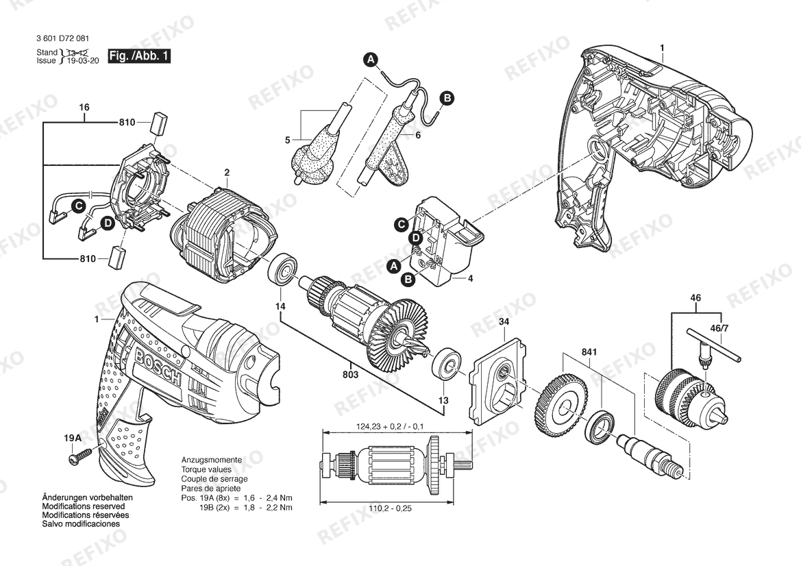 Деталировка Bosch Дрель GBM 6 | 220 V | 026 - AS (3 601 D72 081) — схема запчастей в разборе