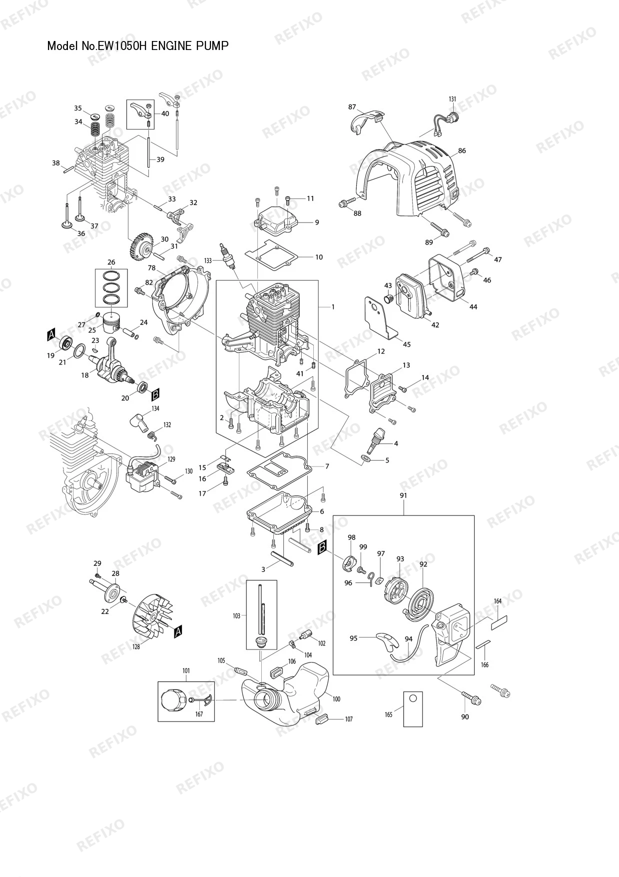 Деталировка MAKITA EW1050H — схема запчастей в разборе