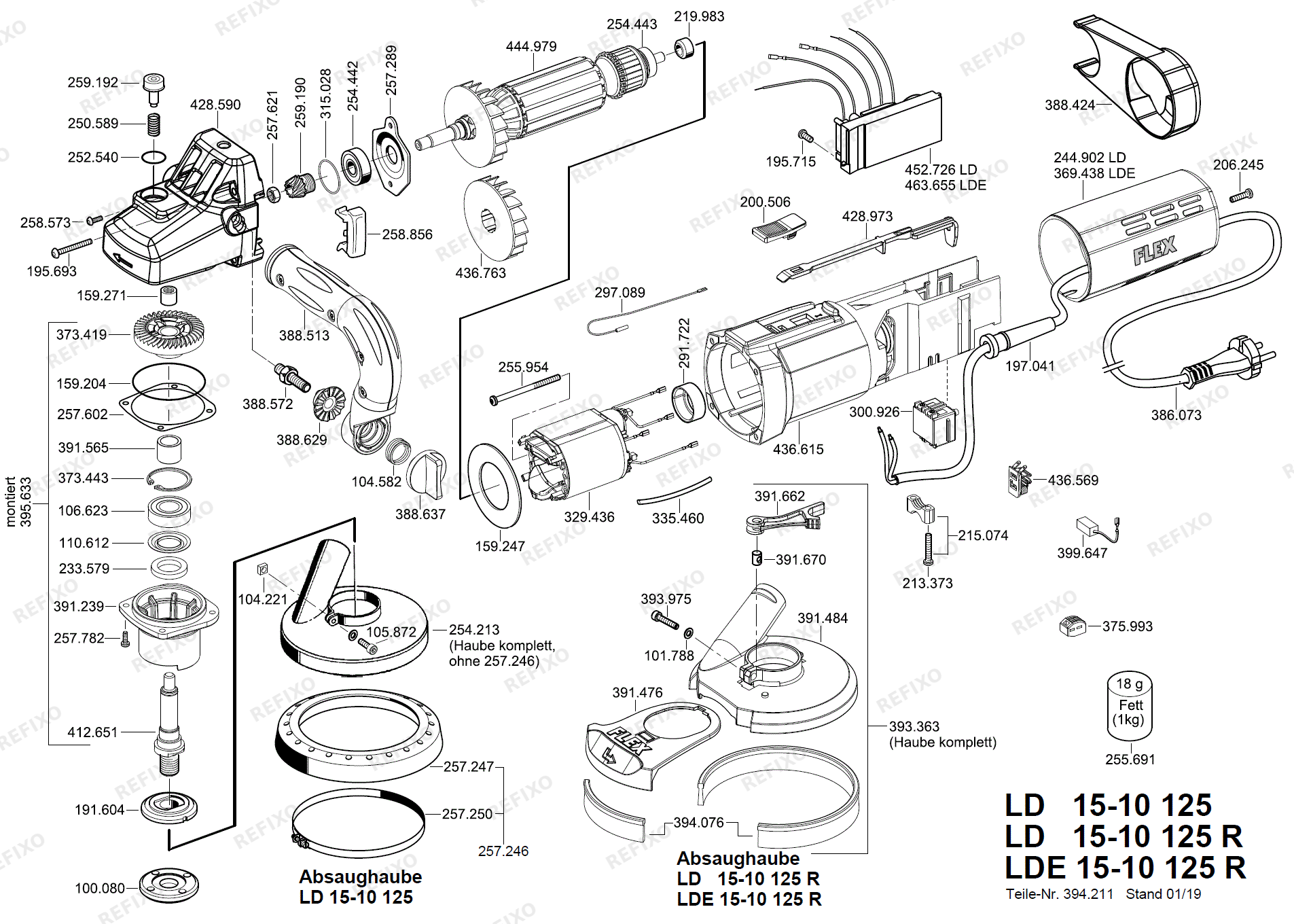 Деталировка Flex LD 15-10 125 R, Kit Turbo-Jet - Sanierungsschleife LD15-10125R — схема запчастей в разборе
