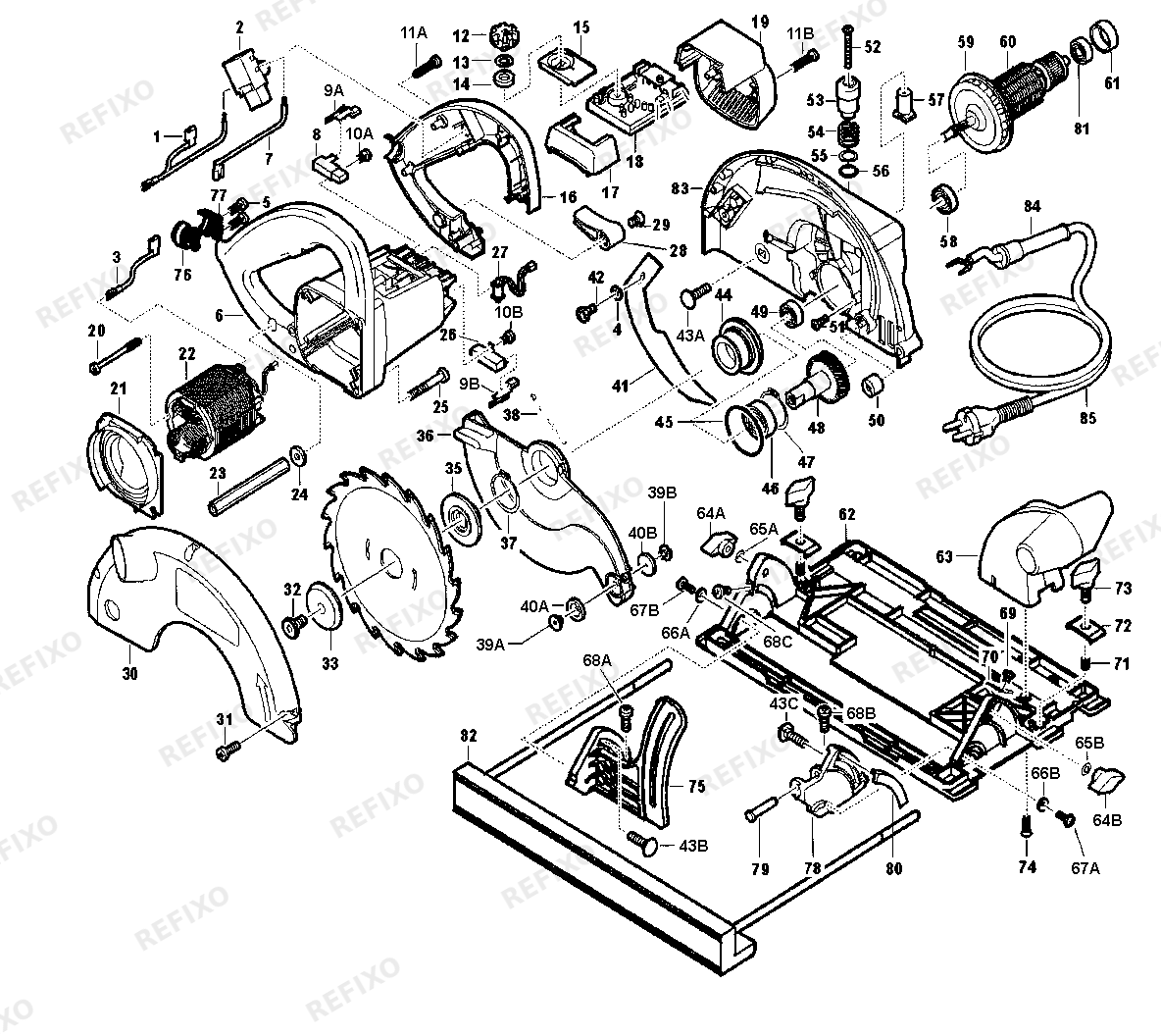 Деталировка Festool CSP 56 E дисковая пила — схема запчастей в разборе