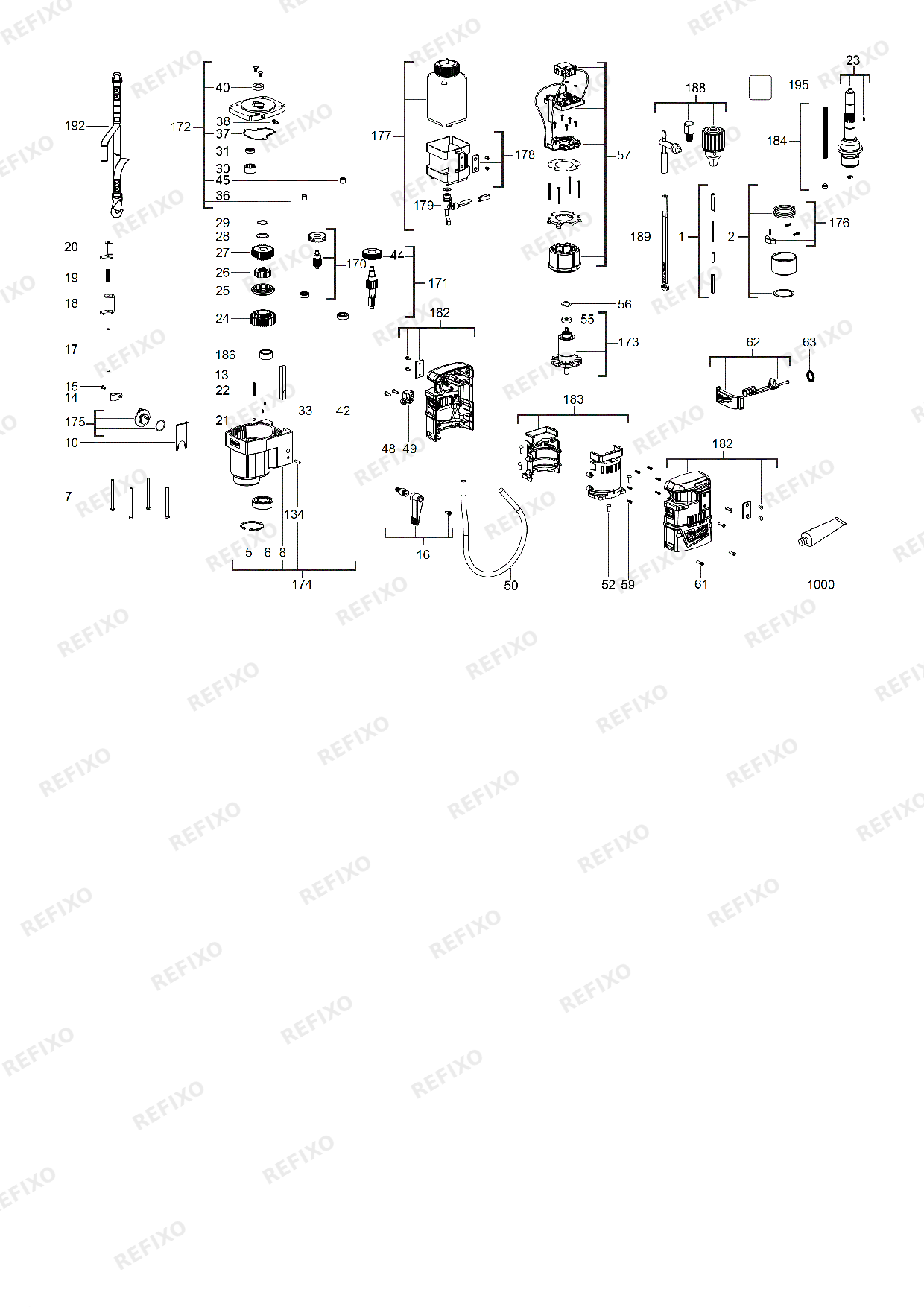 Деталировка MILWAUKEE M18FMDP 0C 4933451636 4000469283 — схема запчастей в разборе