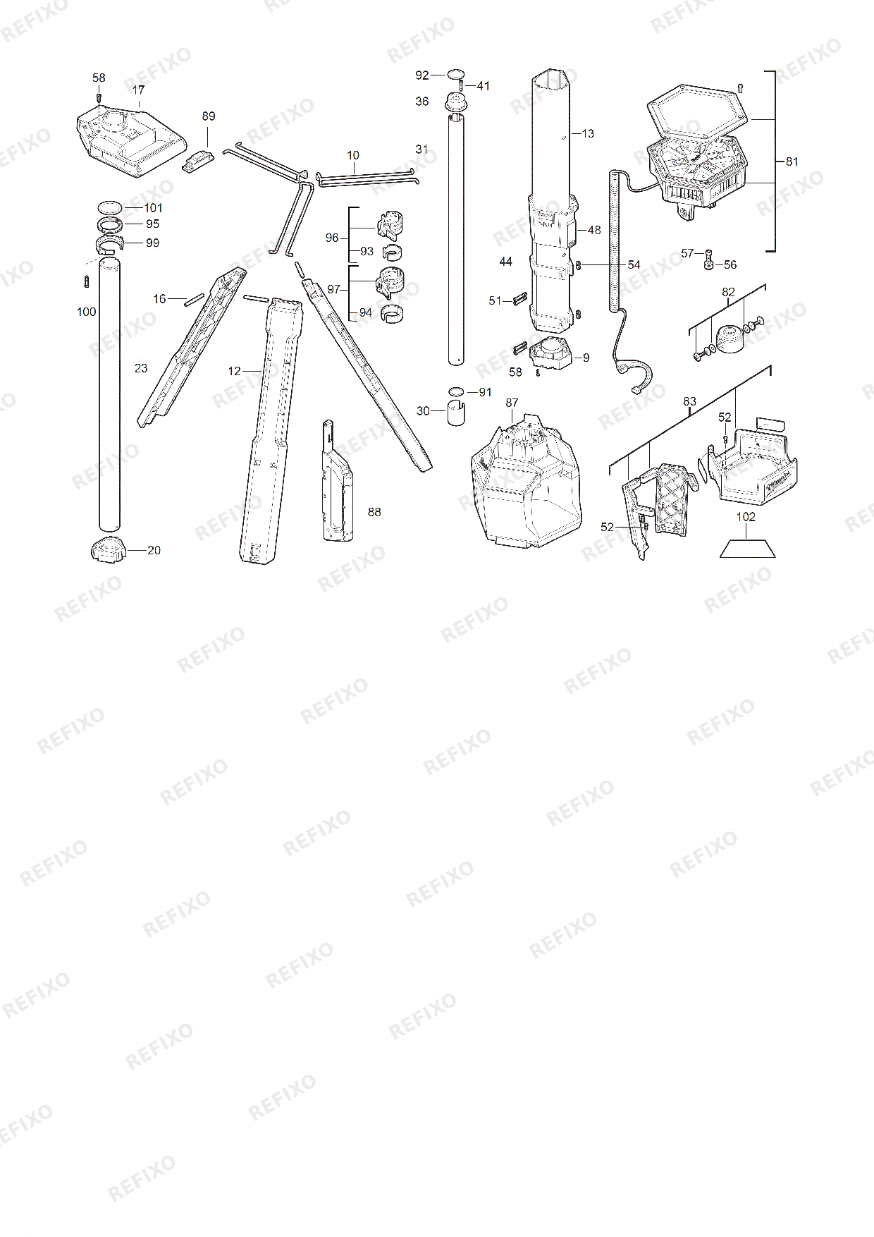 Деталировка MILWAUKEE M18SAL2 0 4933492486 4000497000 — схема запчастей в разборе