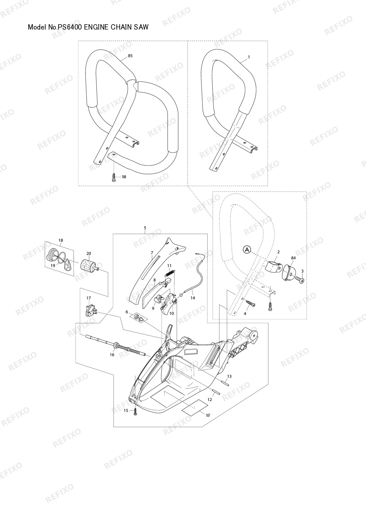 Деталировка MAKITA PS 6400 — схема запчастей в разборе
