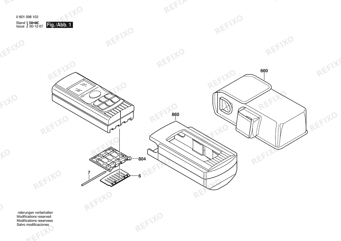 Деталировка Bosch Entfernungsmesser DLE 60 | 036 - GB (0 601 098 242) — схема запчастей в разборе