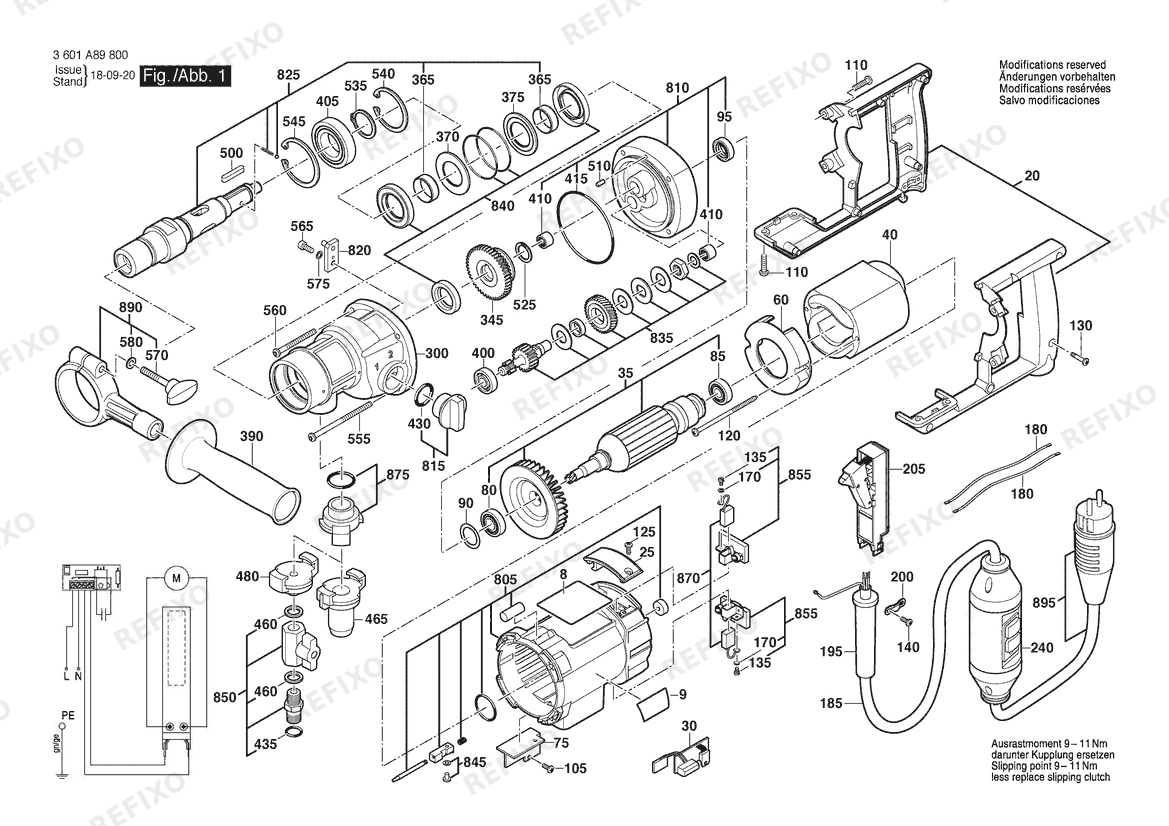 Деталировка Bosch Diamantbohrmaschine GDB 180 WE | 230 V | 036 - GB (3 601 A89 870) — схема запчастей в разборе