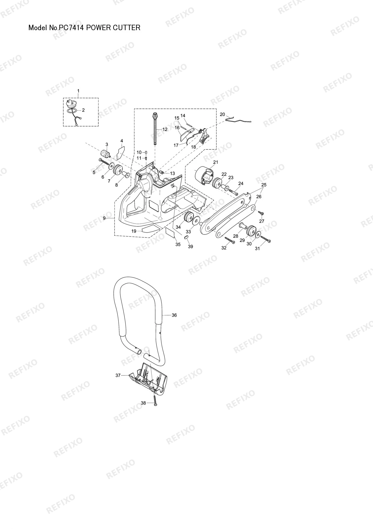 Деталировка MAKITA PC 7414 — схема запчастей в разборе