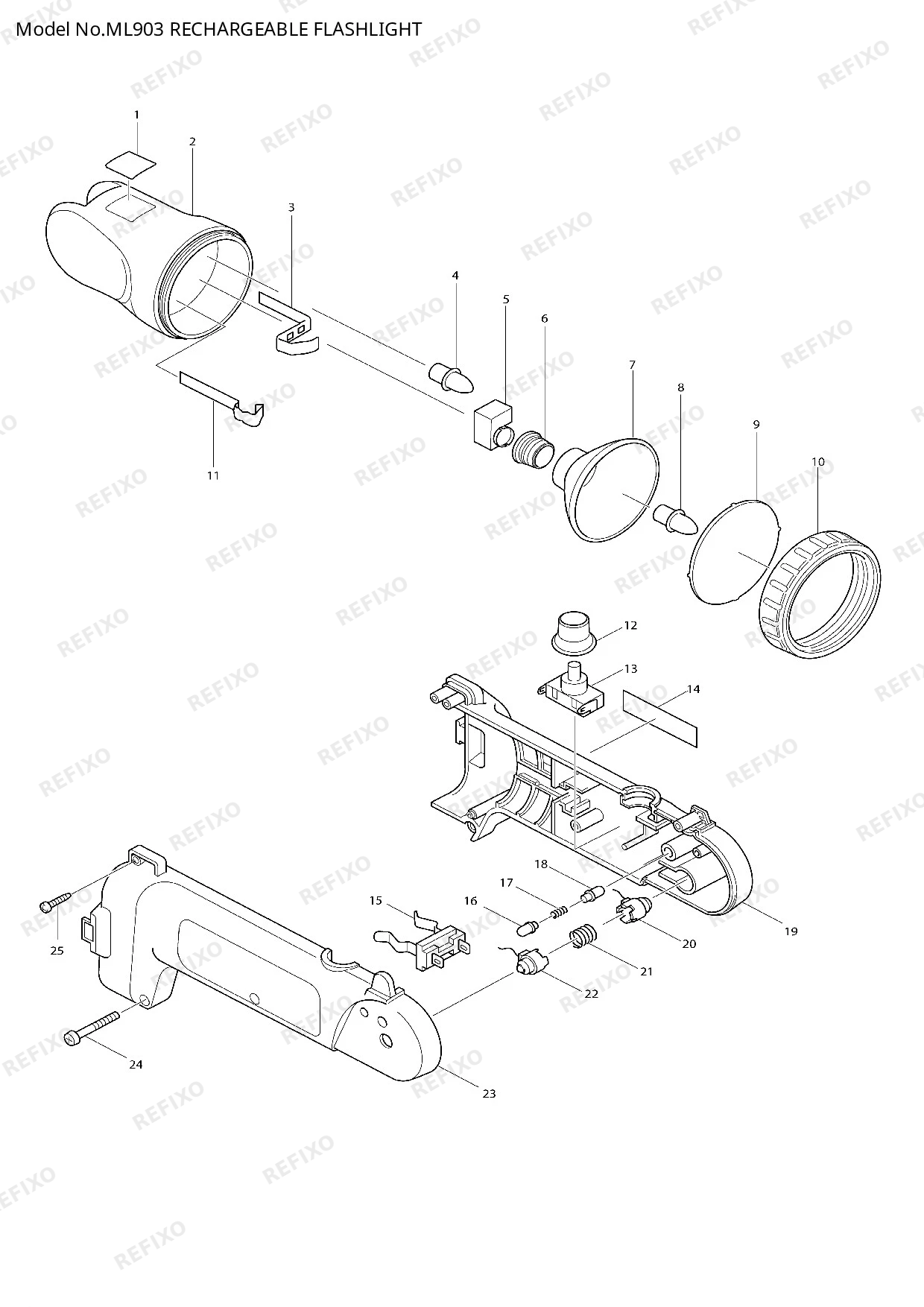 Деталировка MAKITA ML903 — схема запчастей в разборе
