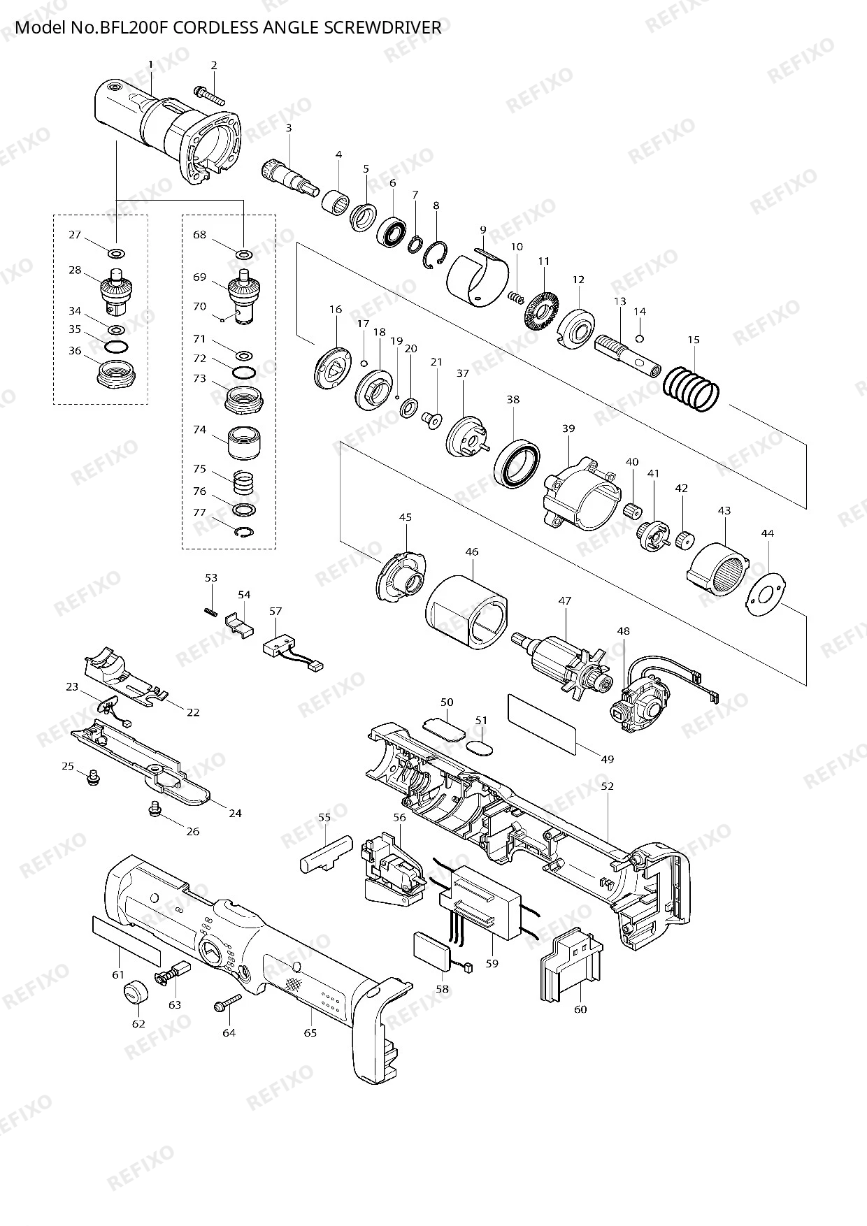 Деталировка MAKITA BFL200F — схема запчастей в разборе