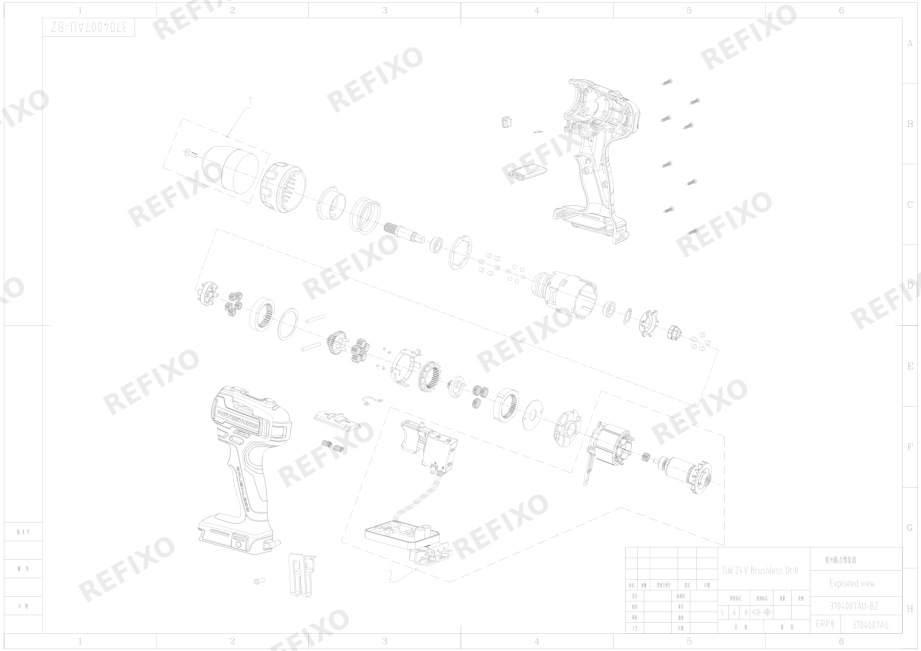 Деталировка Greenworks 3704007AU 3707107AU-Exploded view — схема запчастей в разборе