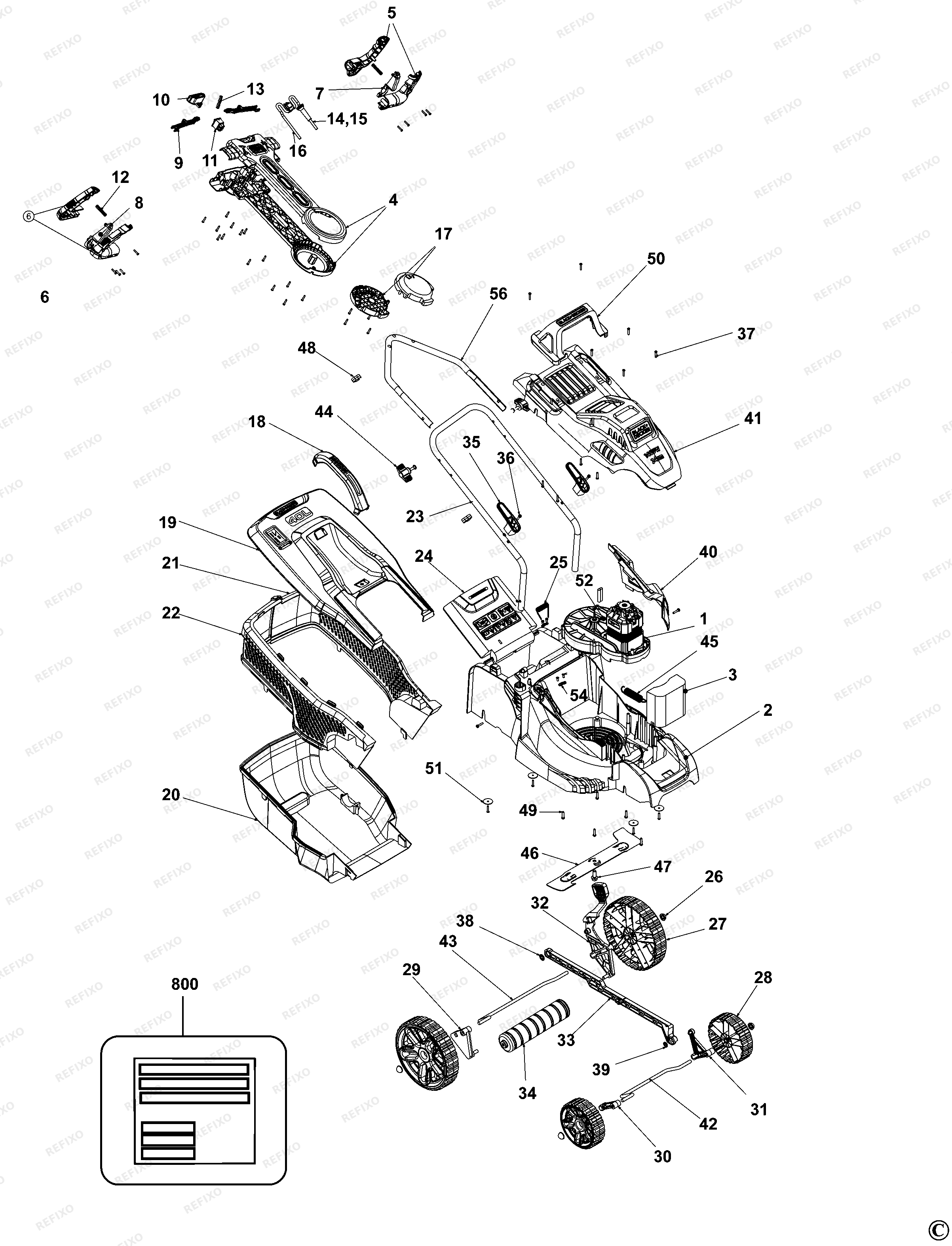 Black&Decker КОСИЛКА BDMOW1400 — схема запчастей