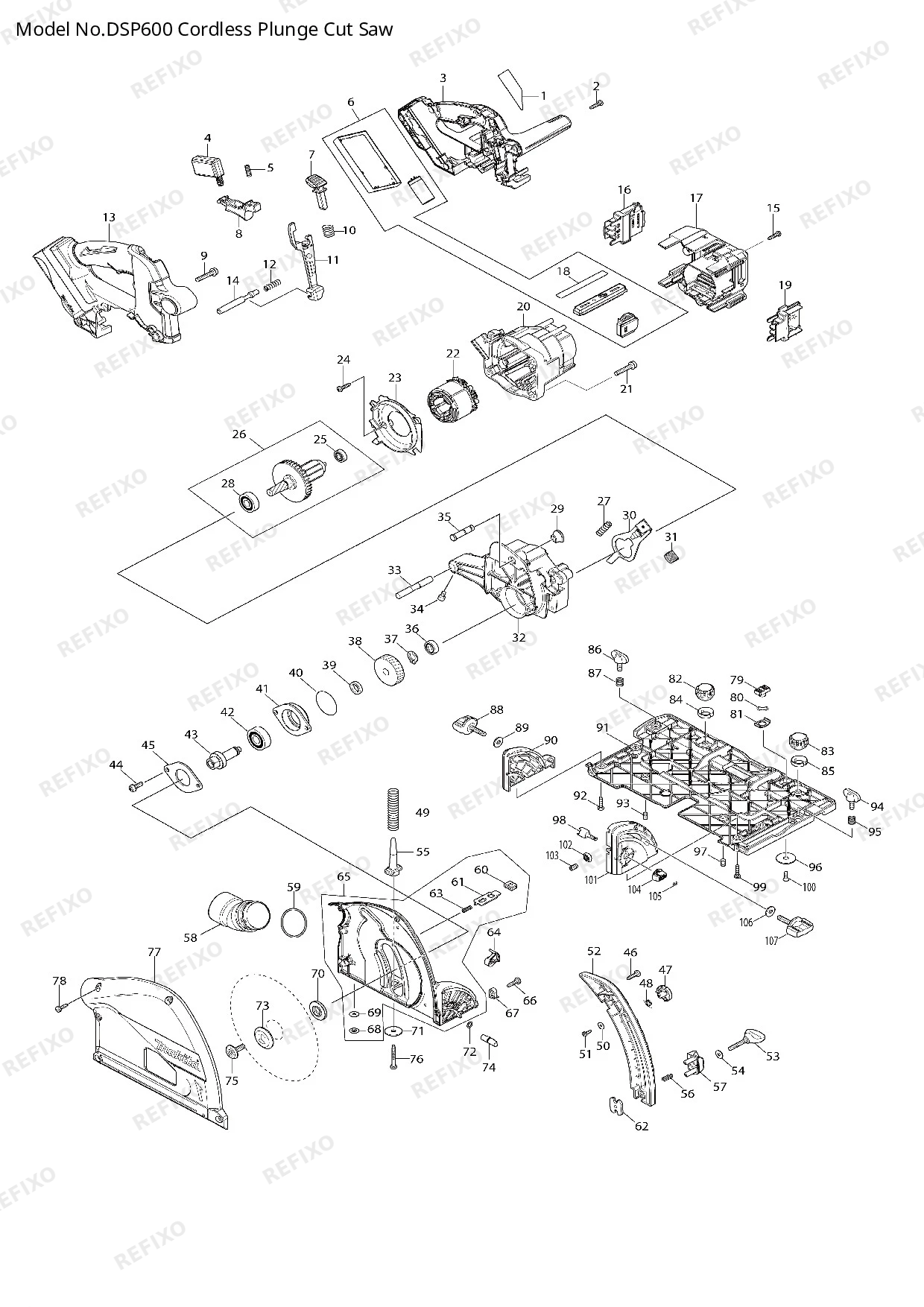 Деталировка MAKITA DSP600 — схема запчастей в разборе