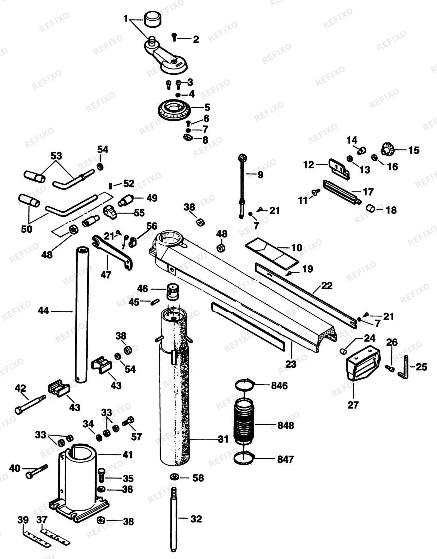 Деталировка DeWalt DW1753----A-XJ TYPE 1 RADIALKREISSÄGE DW1753----A-XJ DW1753----A — схема запчастей в разборе
