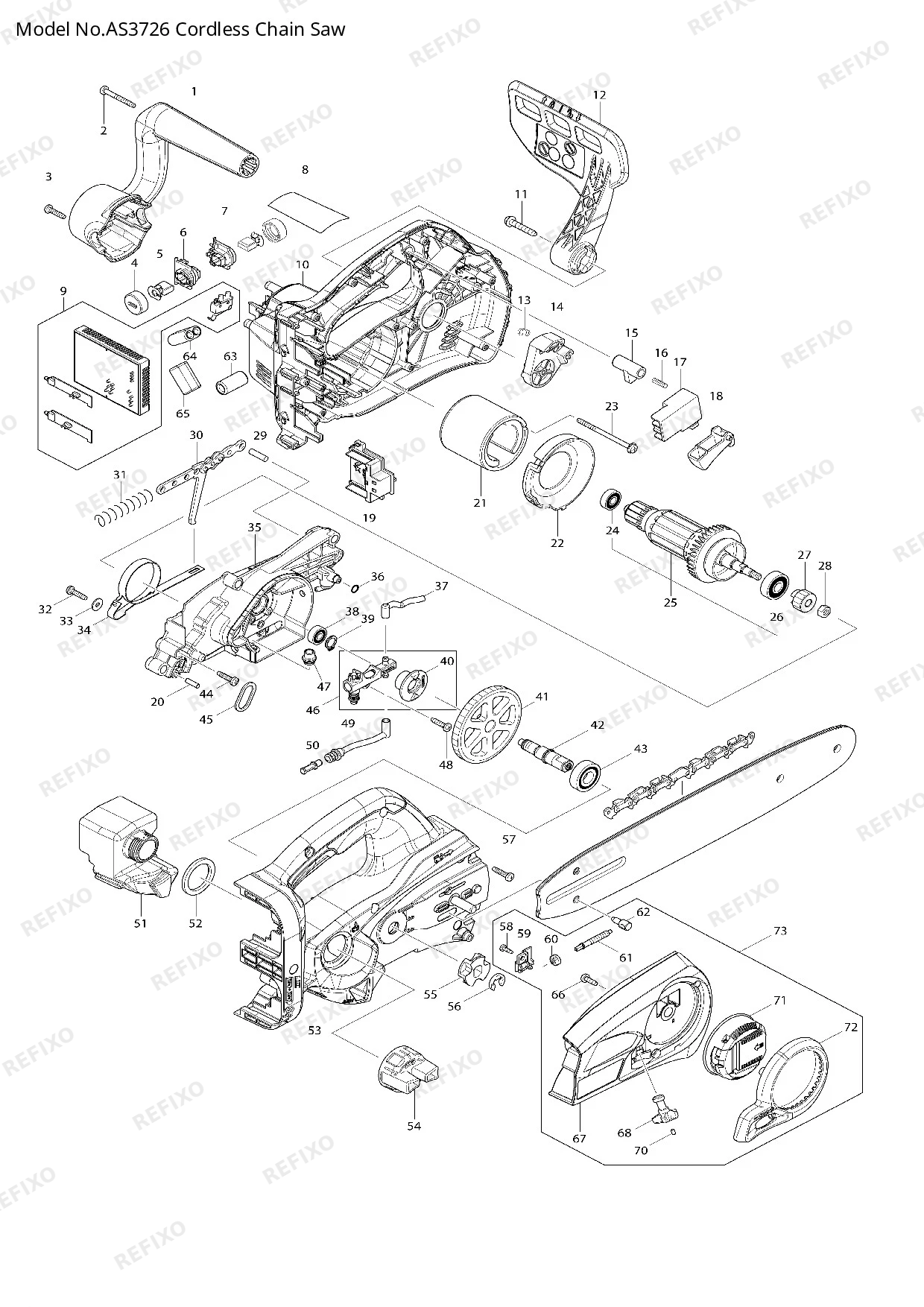Деталировка MAKITA AS3726 — схема запчастей в разборе