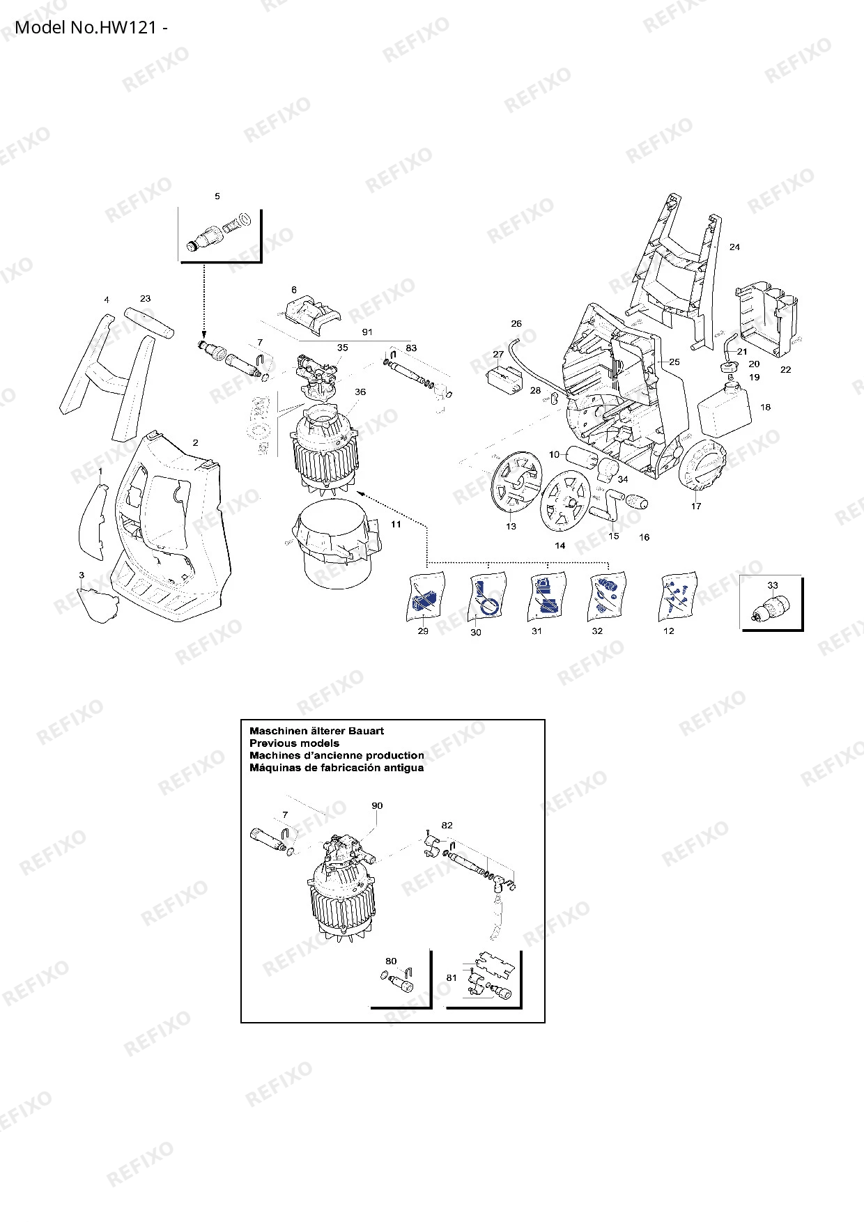 Деталировка MAKITA HW121 — схема запчастей в разборе