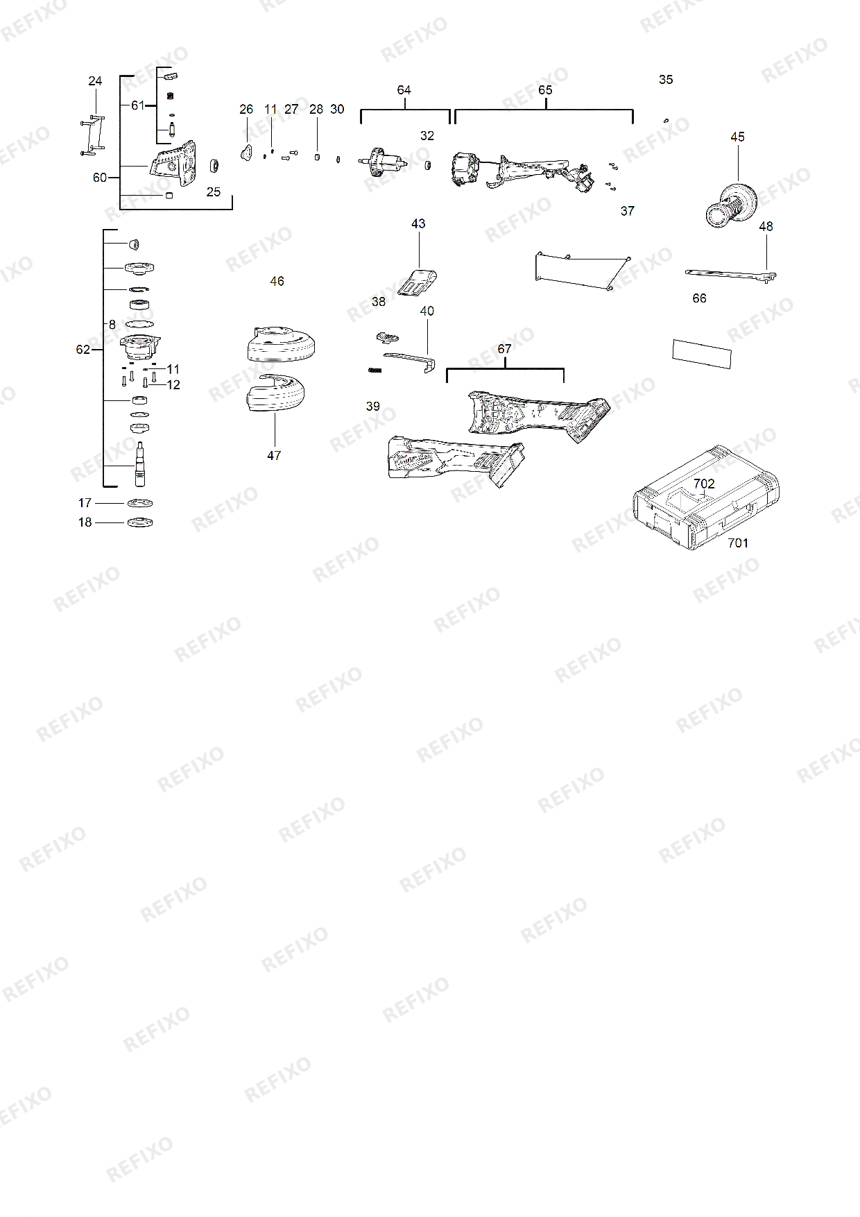 Деталировка MILWAUKEE M18FSAG125X 0X 4933478428 4000483056 — схема запчастей в разборе