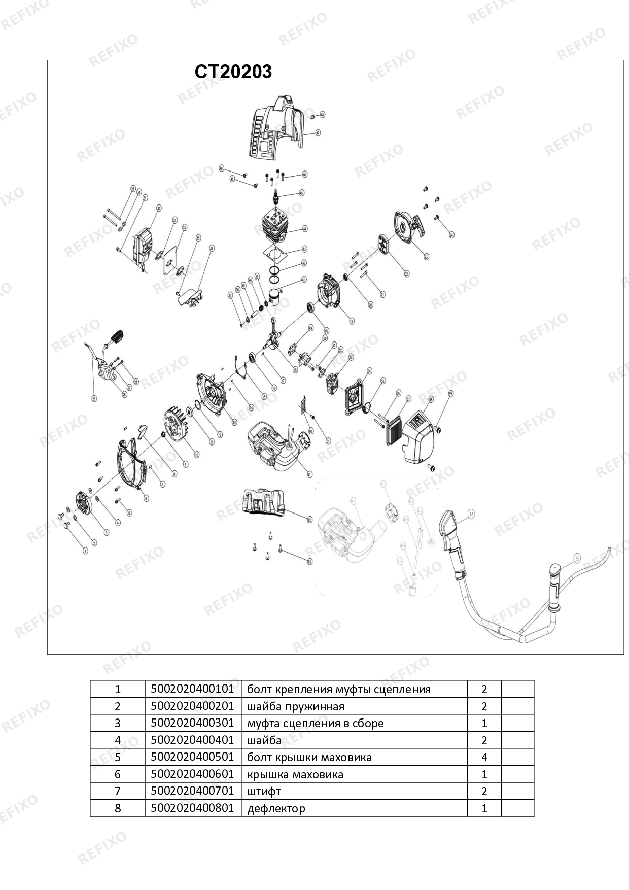 Деталировка CROWN CT20203 — схема запчастей в разборе