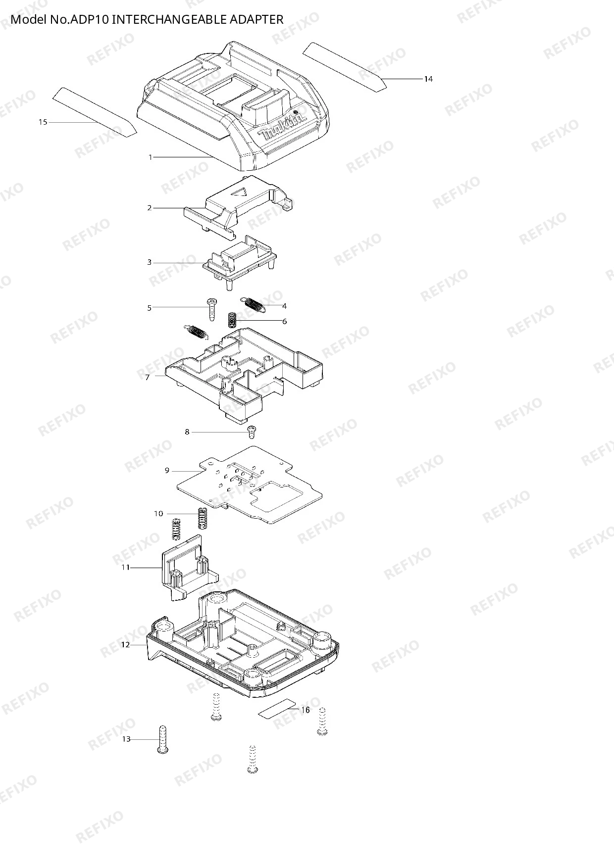 Деталировка MAKITA ADP10 — схема запчастей в разборе