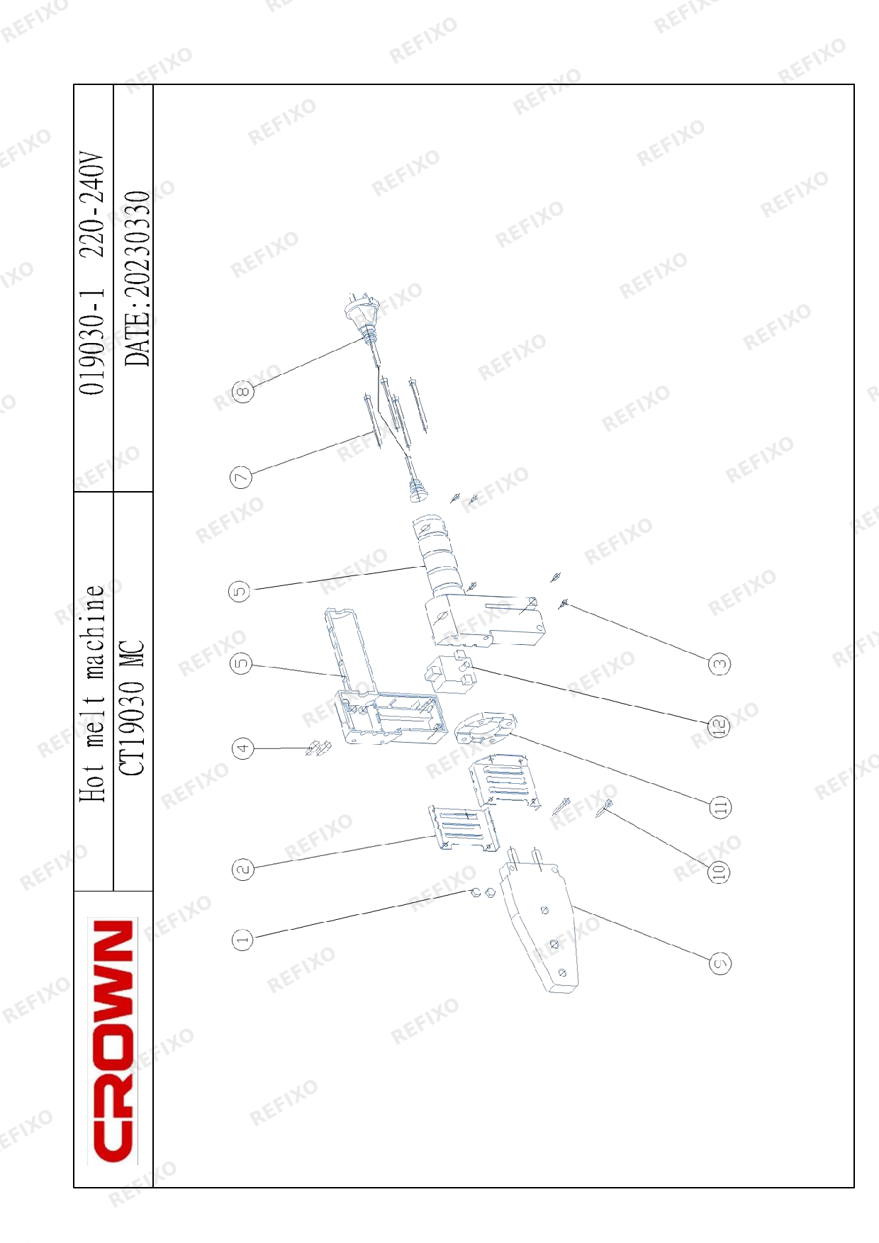 Деталировка CROWN CT19030 CT19031 — схема запчастей в разборе