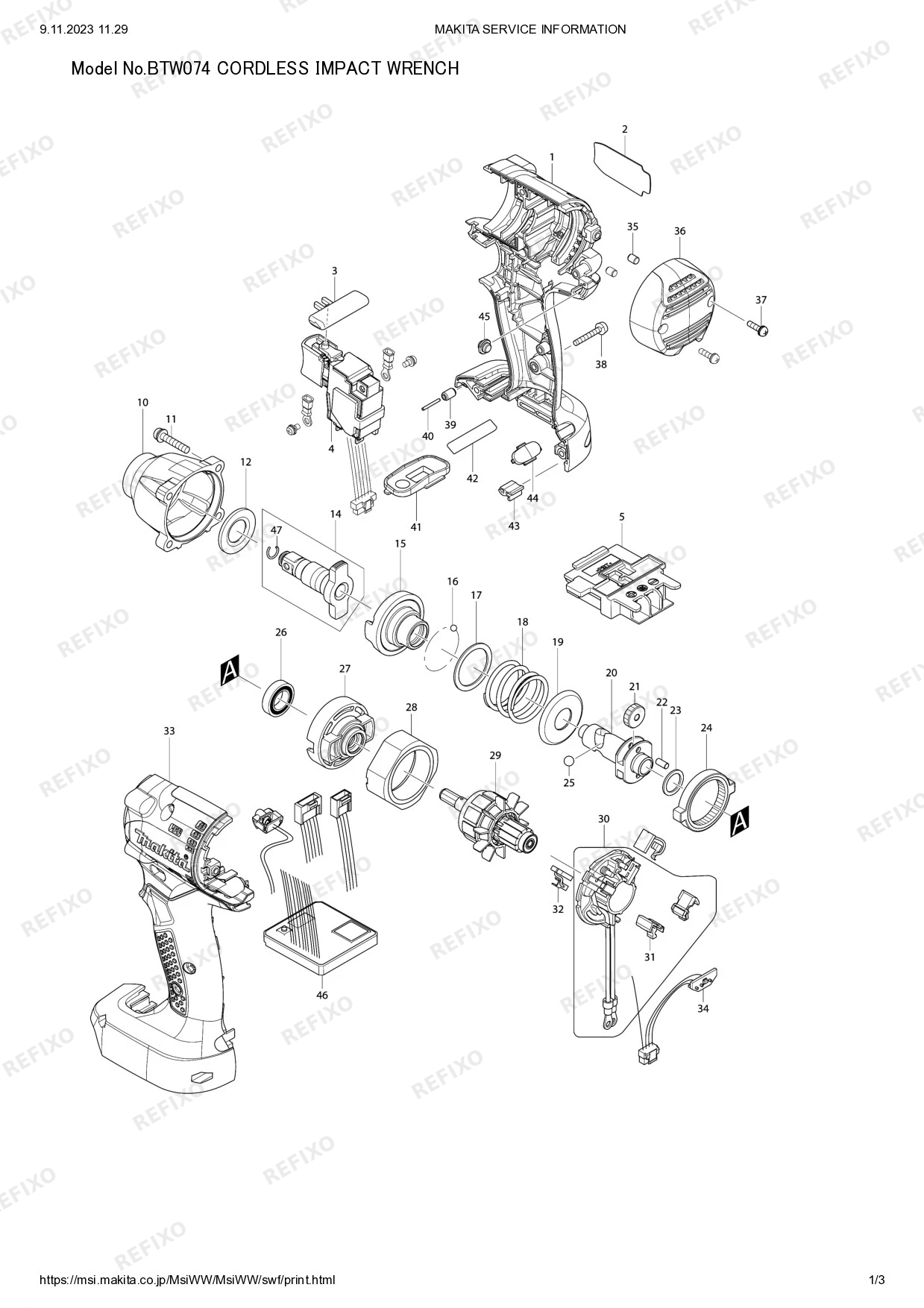 Деталировка MAKITA BTW074 — схема запчастей в разборе