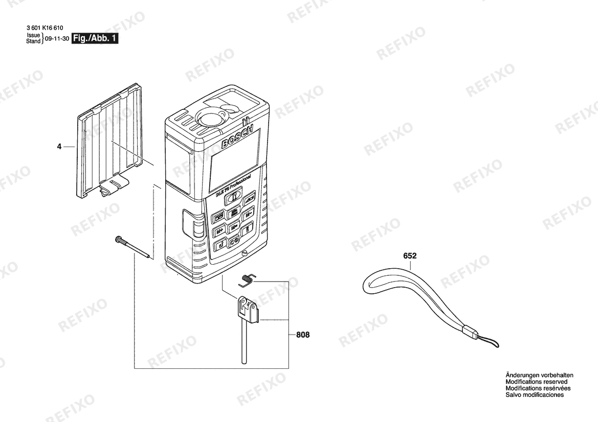 Деталировка Bosch Entfernungsmesser GLM70 | 061 - US (3 601 K16 610) — схема запчастей в разборе