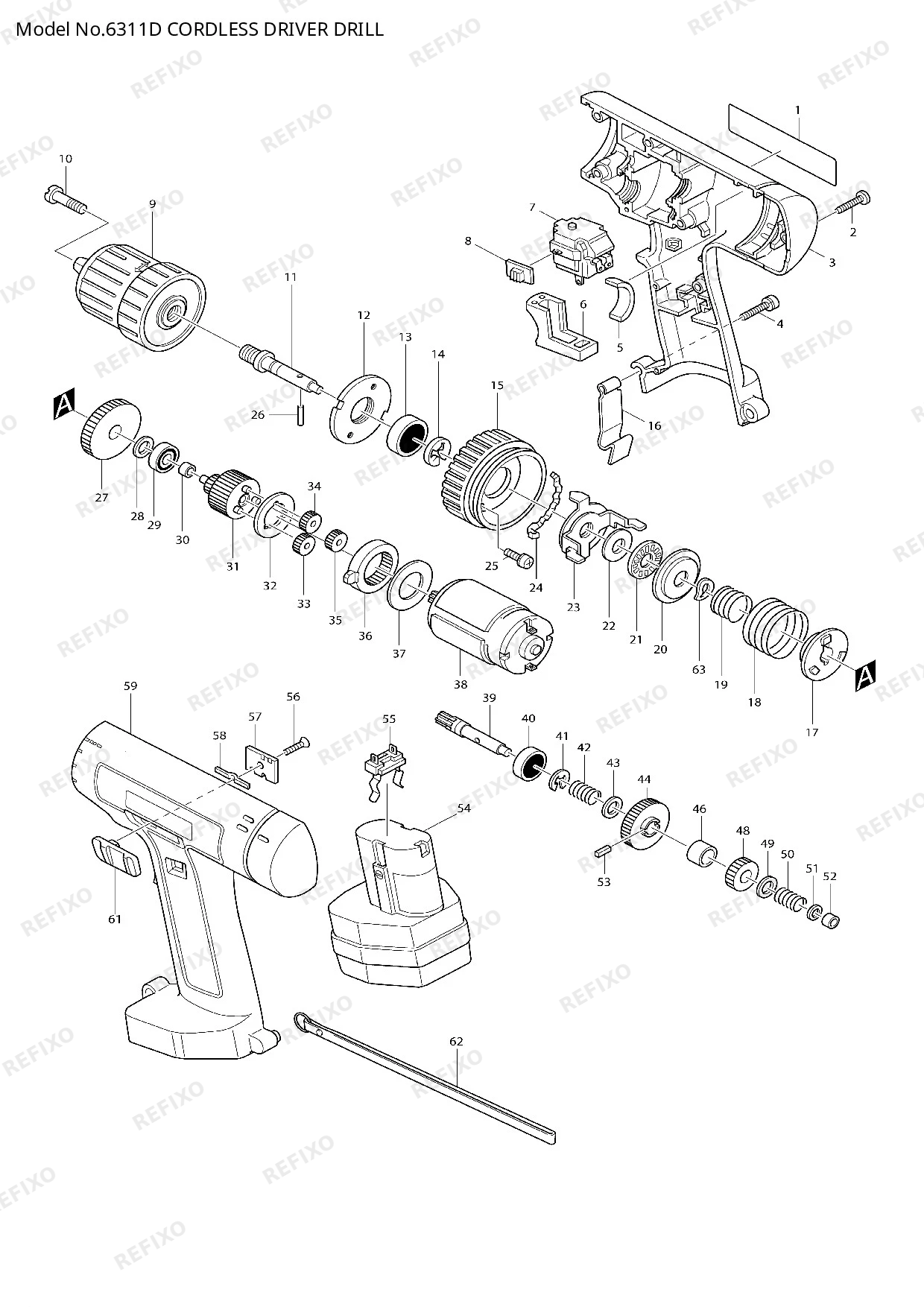 Деталировка MAKITA 6311D — схема запчастей в разборе