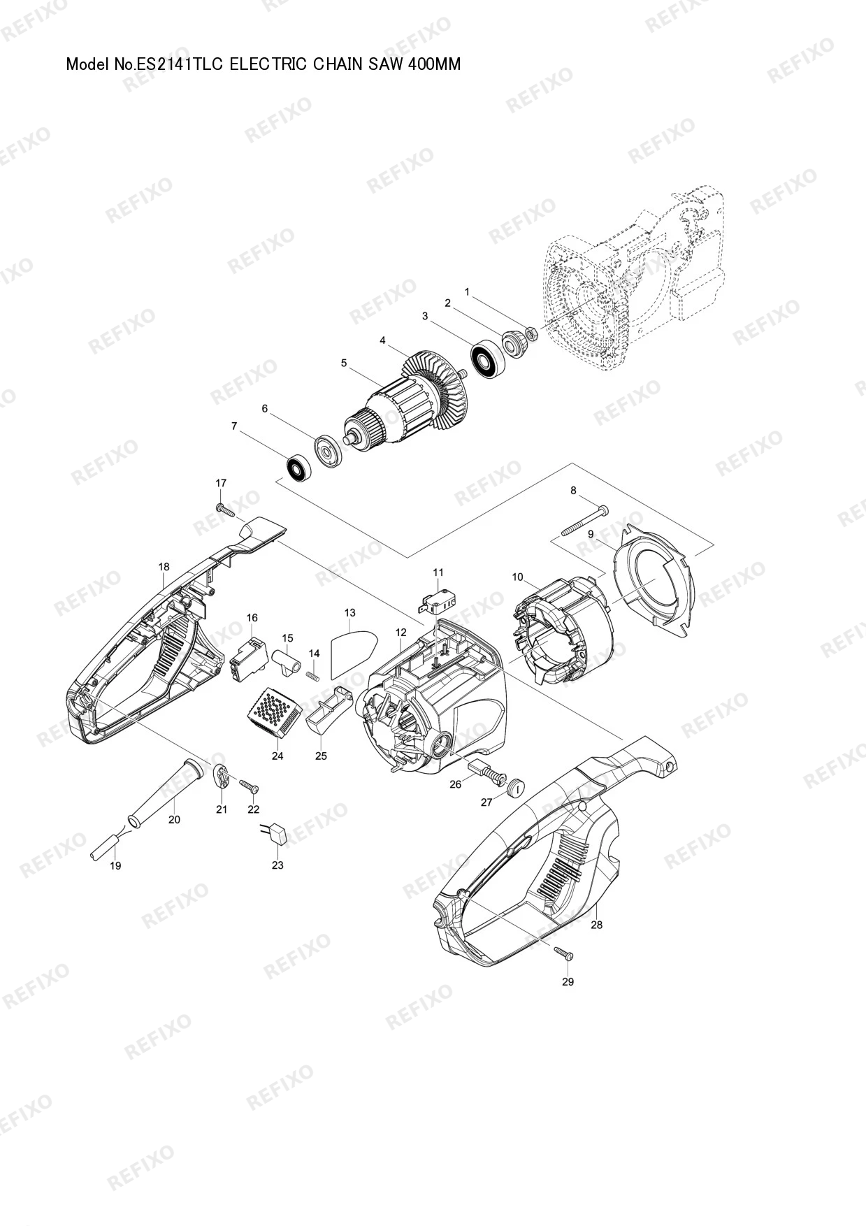 Деталировка MAKITA ES 2141TLC — схема запчастей в разборе