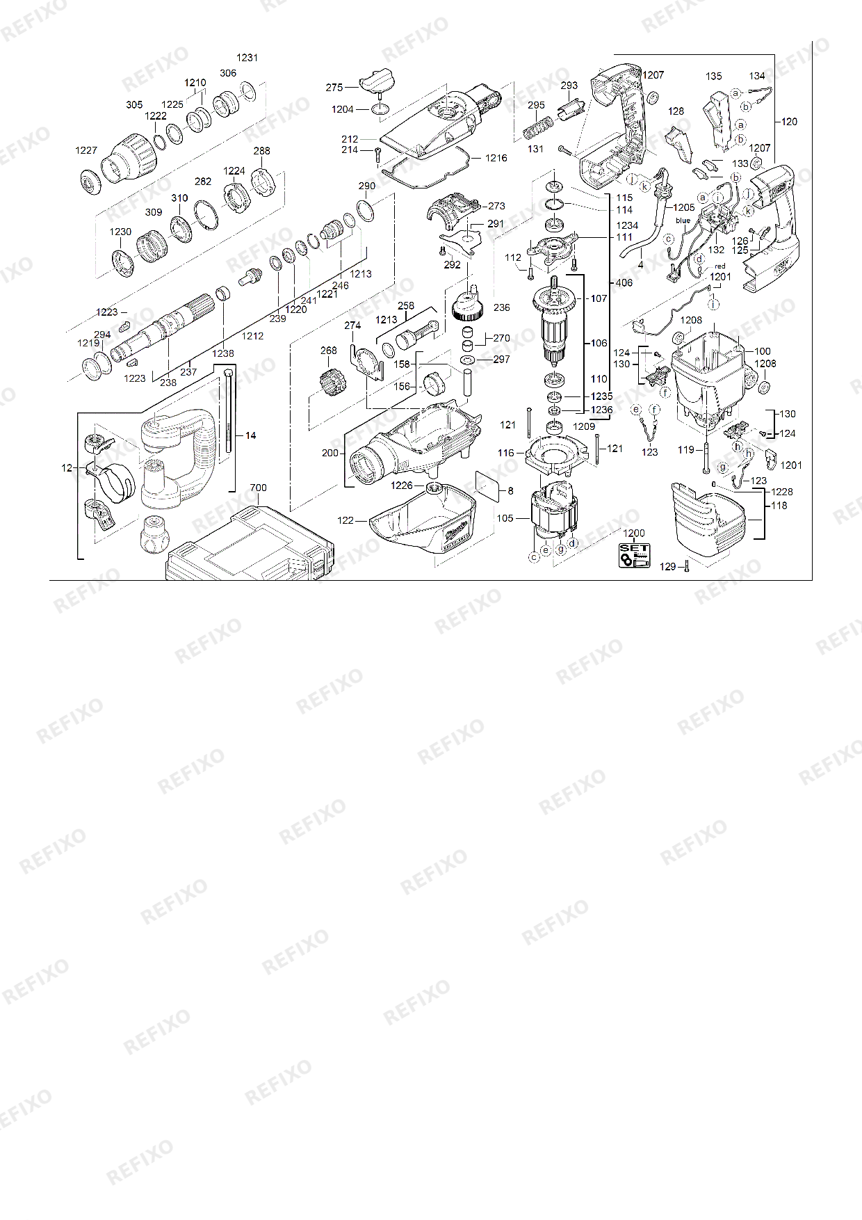 Деталировка MILWAUKEE K500S 4933398220 4000442158 — схема запчастей в разборе